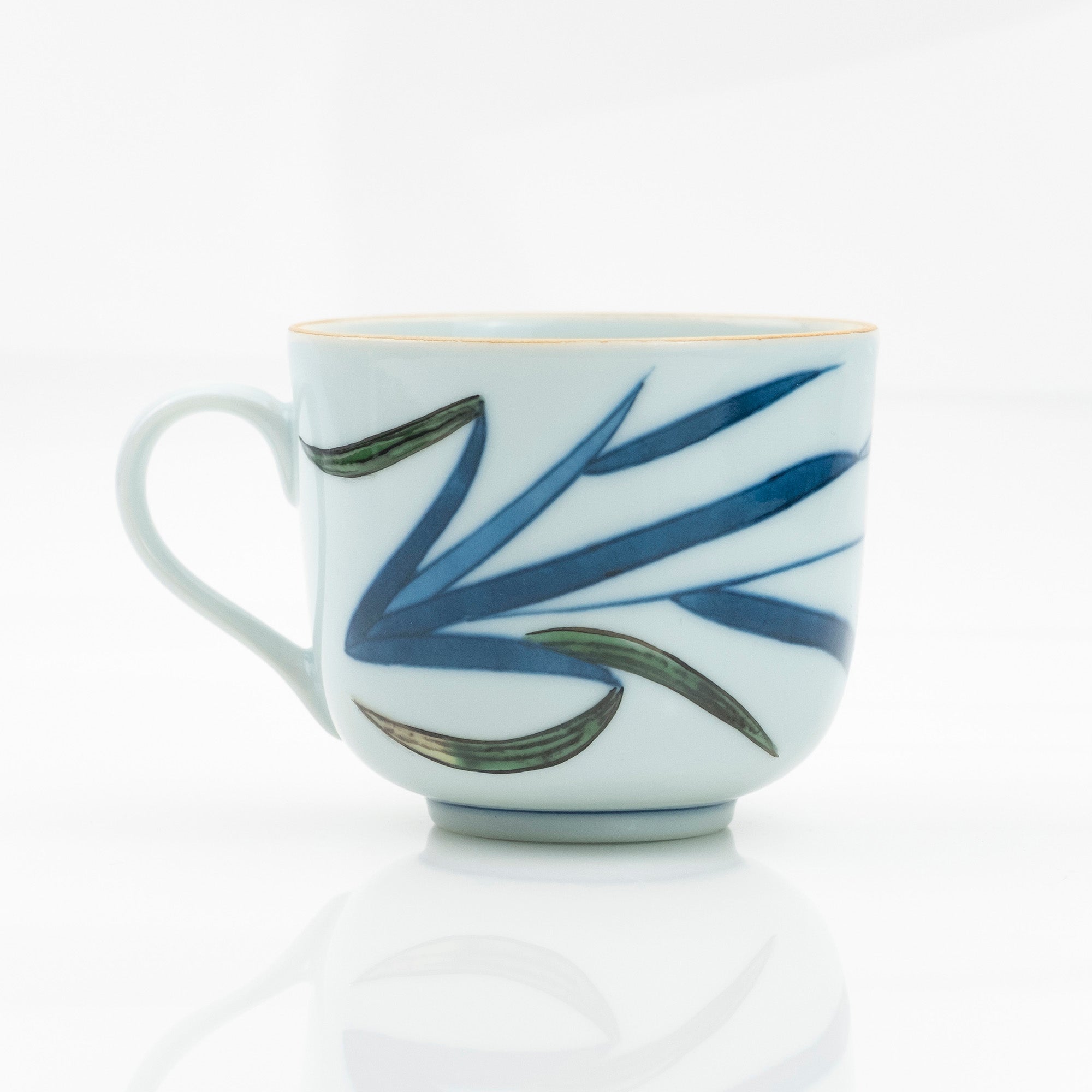 Gen'emon Kiln Dyed Nishiki Flower and Grass Pattern Cup and Saucer Arita Ware Old Imari Style (1)