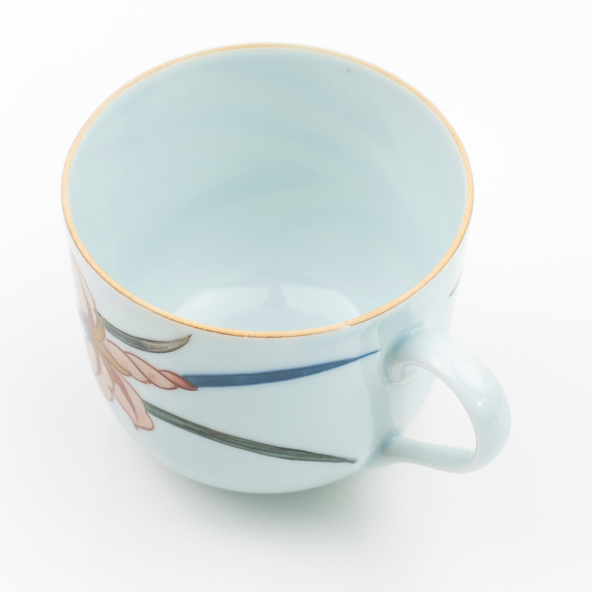 Gen'emon Kiln Dyed Nishiki Flower and Grass Pattern Cup and Saucer Arita Ware Old Imari Style (1)
