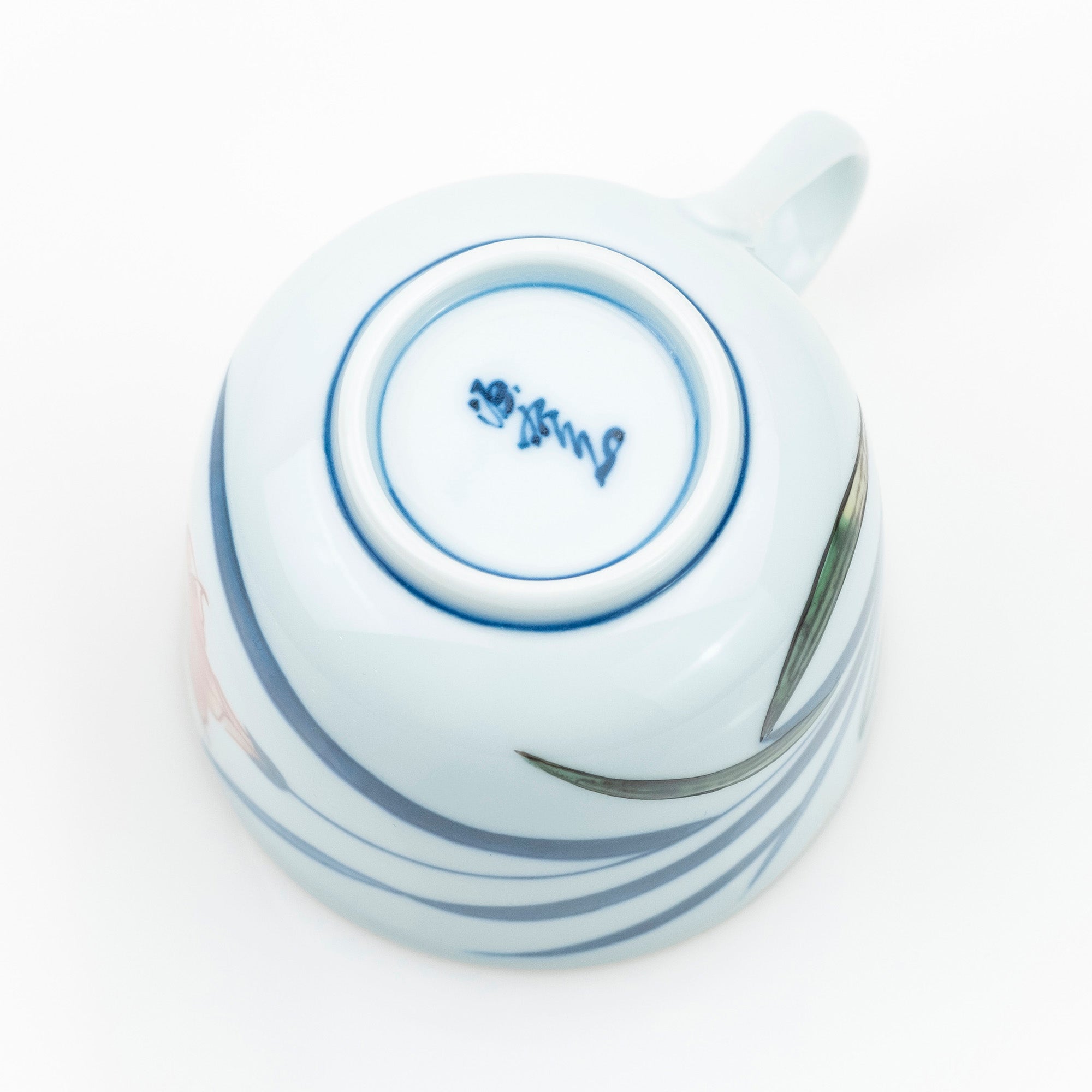 Gen'emon Kiln Dyed Nishiki Flower and Grass Pattern Cup and Saucer Arita Ware Old Imari Style (1)