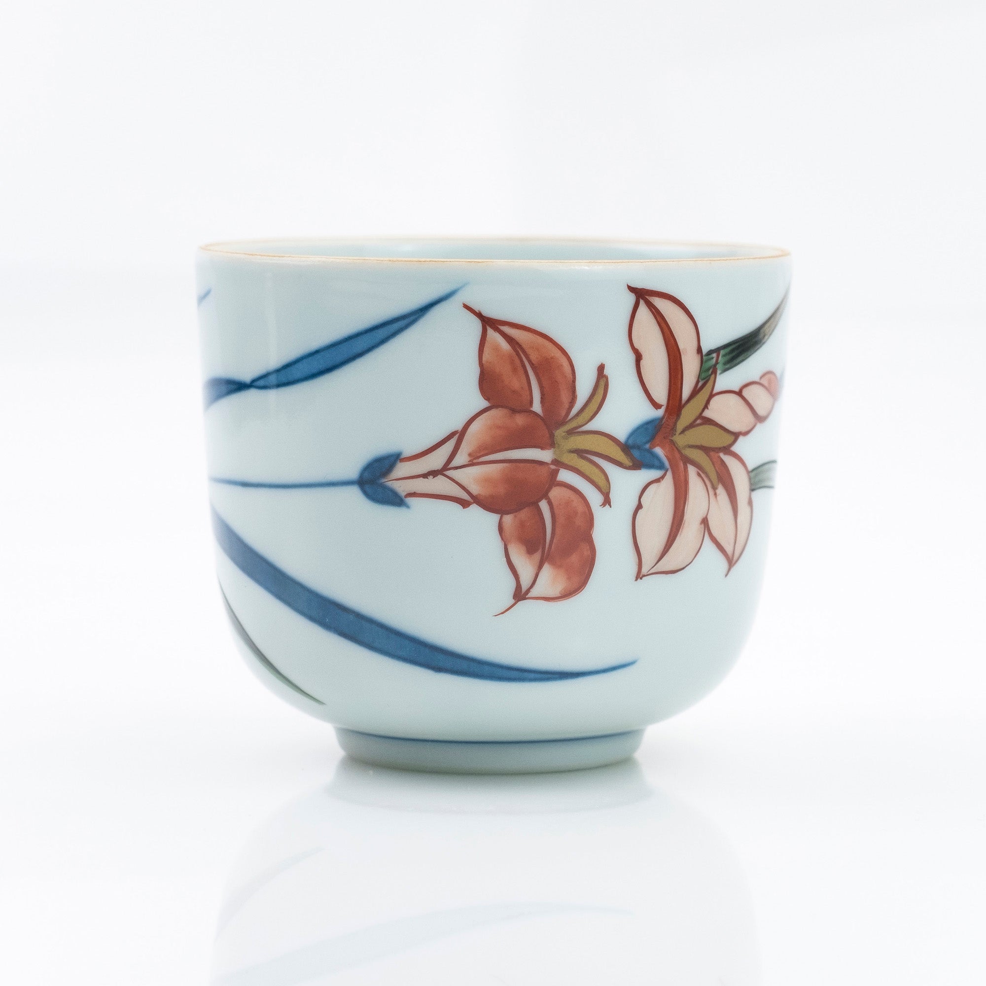 Gen'emon Kiln Dyed Nishiki Flower and Grass Pattern Cup and Saucer Arita Ware Old Imari Style (2)