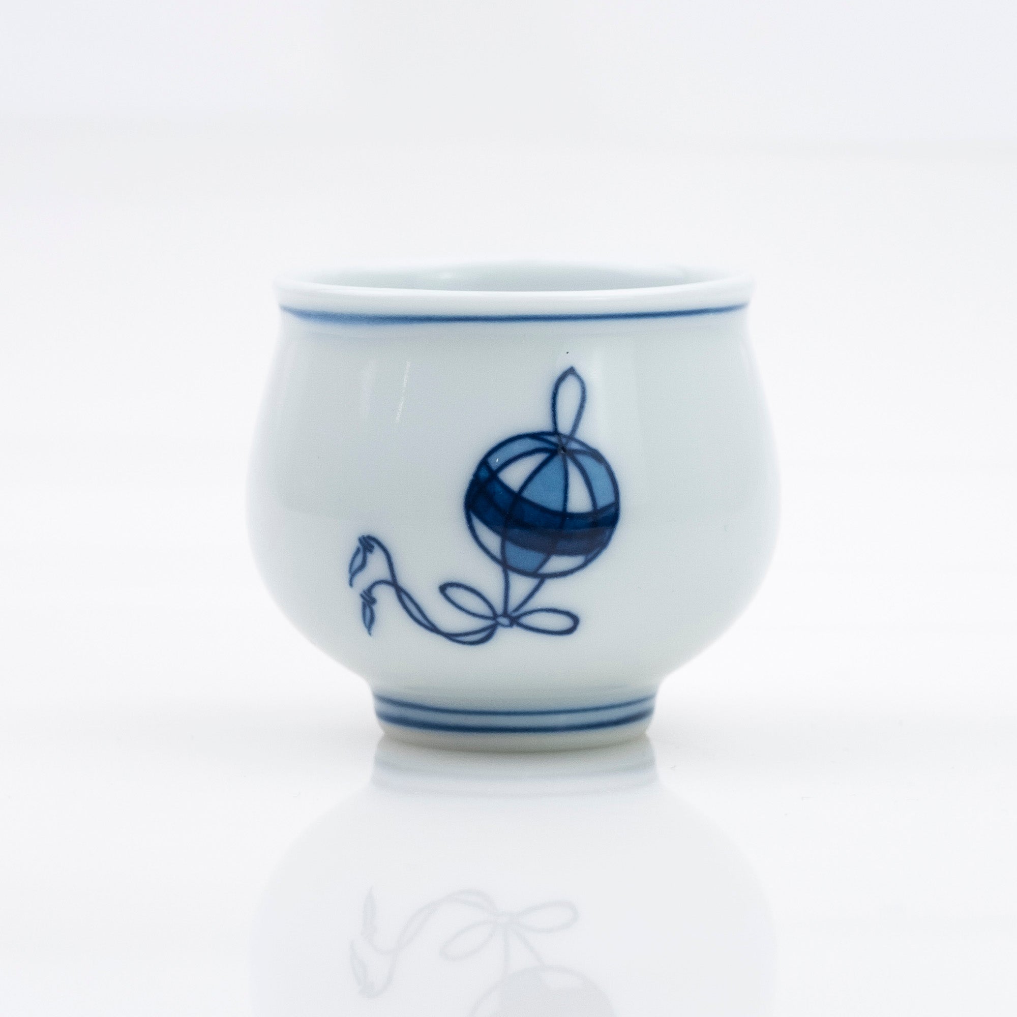 Gen'emon Kiln, Dark Blue and Red Zodiac Dog Sake Cup, Arita Ware, Wooden Box Included