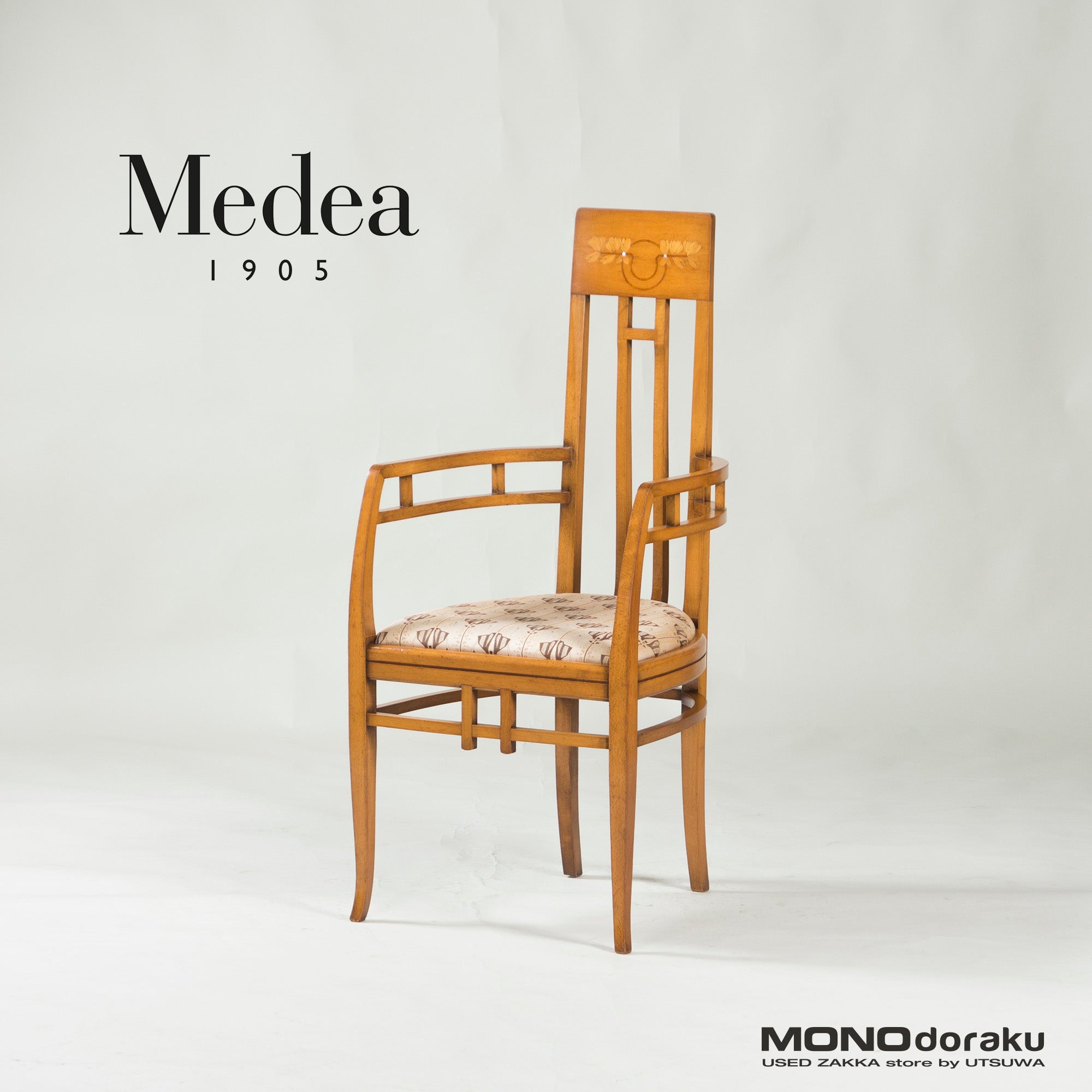 Italian Dining Chair Medea Armchair Art Nouveau Style Inlaid Classic Elegant Antique Style