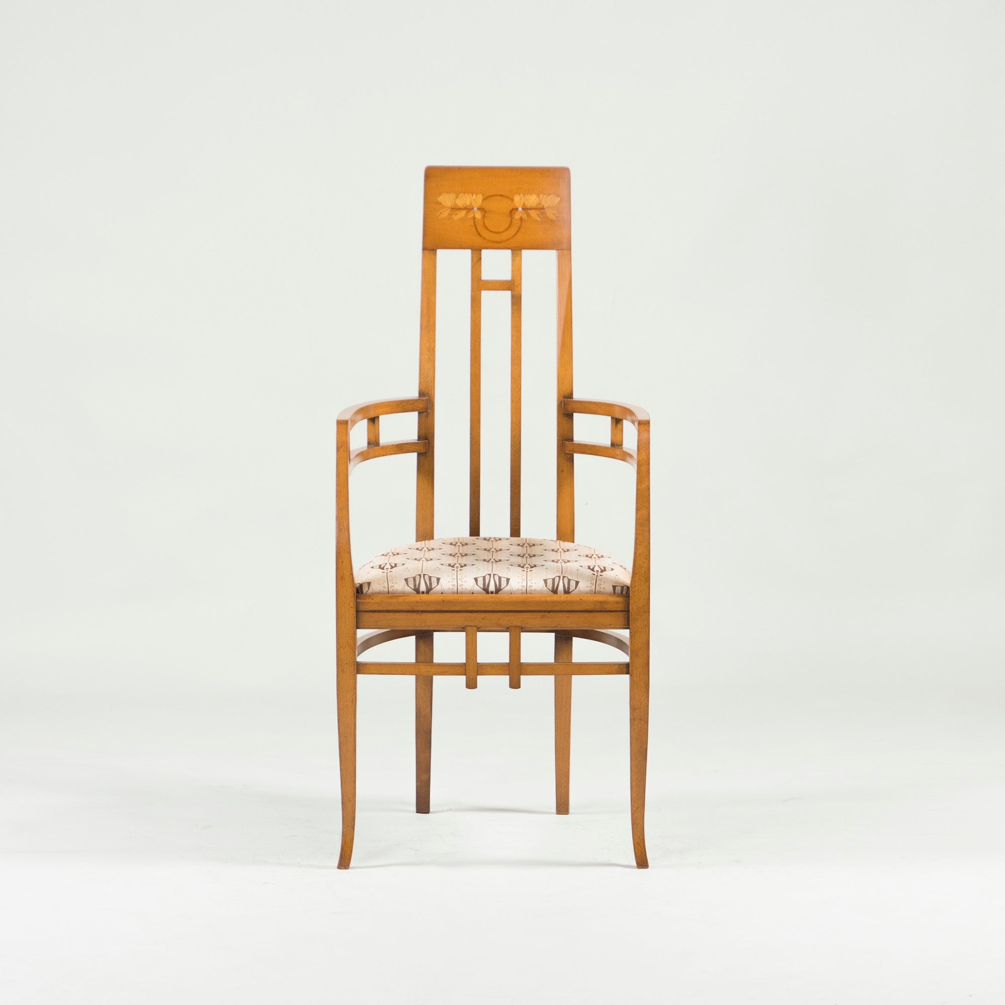 Italian Dining Chair Medea Armchair Art Nouveau Style Inlaid Classic Elegant Antique Style