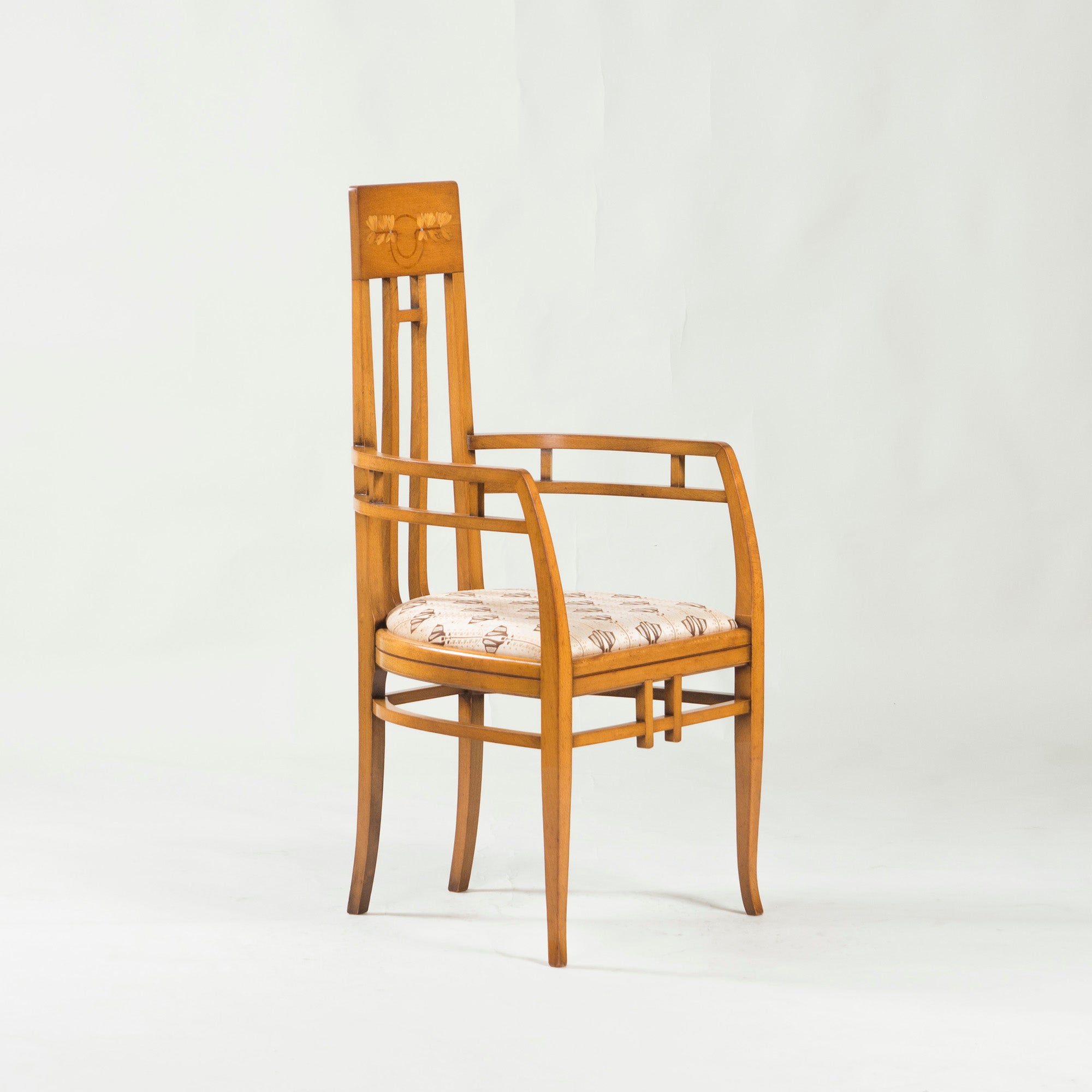 Italian Dining Chair Medea Armchair Art Nouveau Style Inlaid Classic Elegant Antique Style