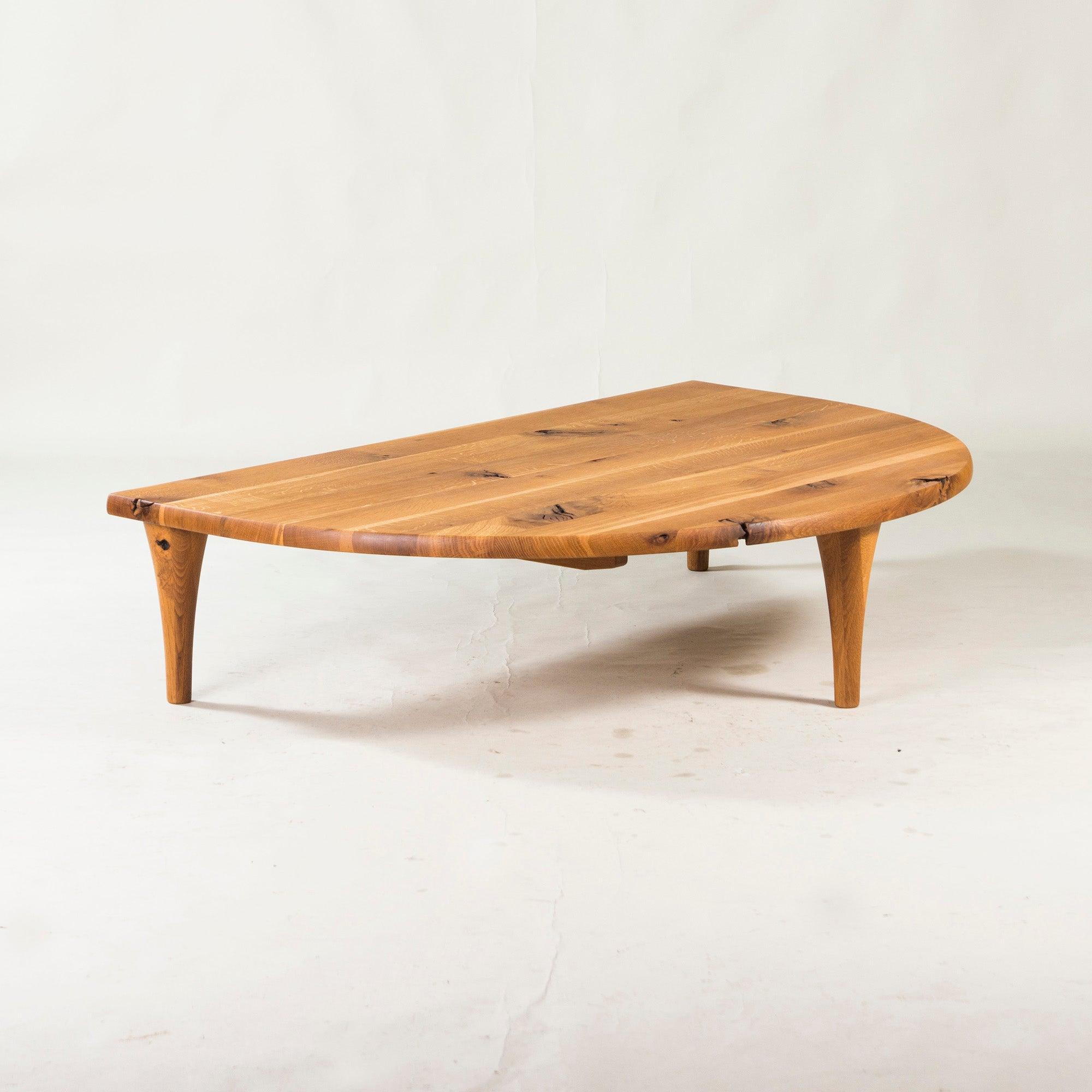 ◆Fully maintained◆Beautiful product◆Hida Sangyo Mori no Kotoba Semicircular Living Table W150 Solid Oak Woodpecker Toshimitsu Sasaki Japanese Modern