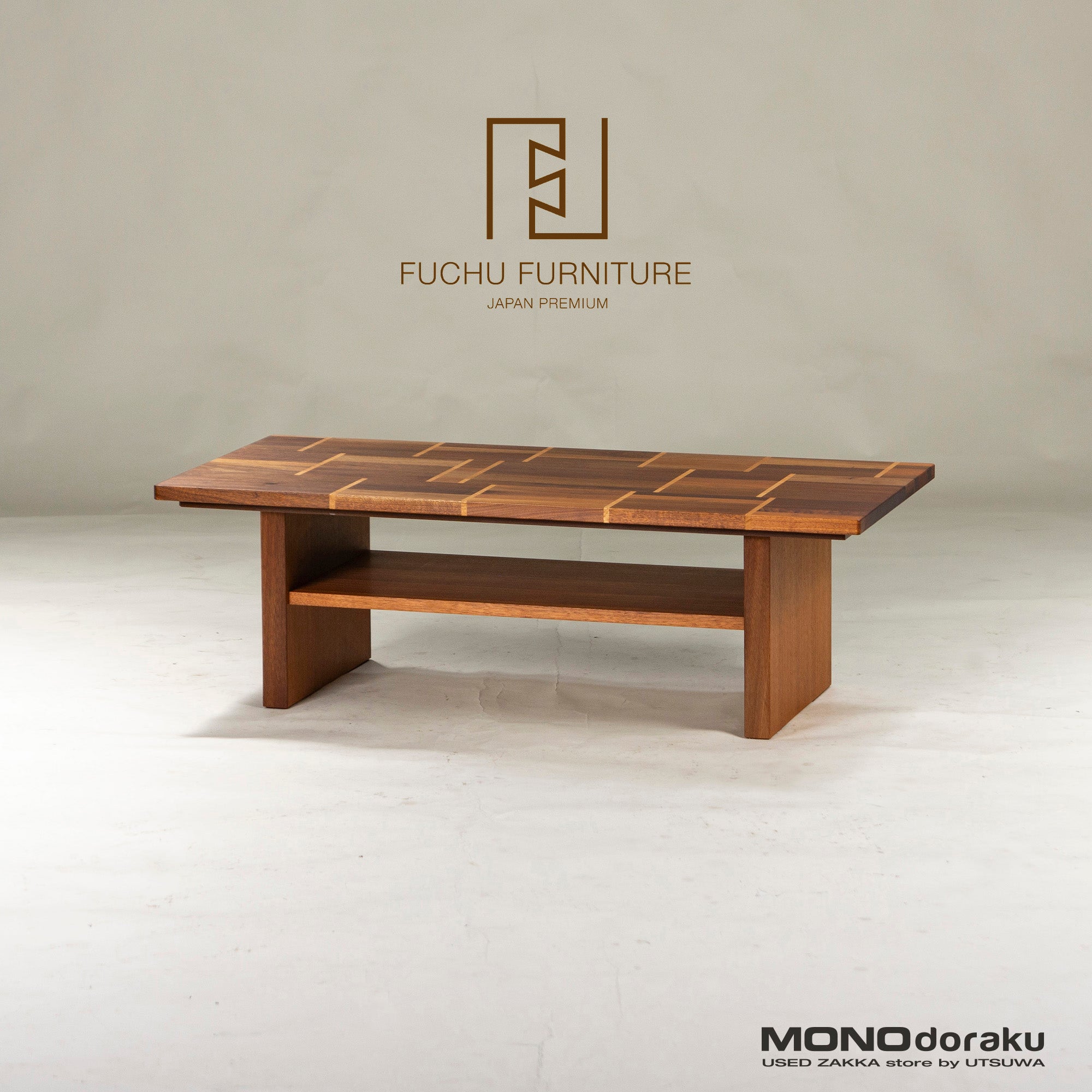 Fuchu Furniture Center Table Walnut x Oak w110 Solid Wood Natural Modern Japanese Modern ◆Maintenance Completed◆Beautiful Item◆