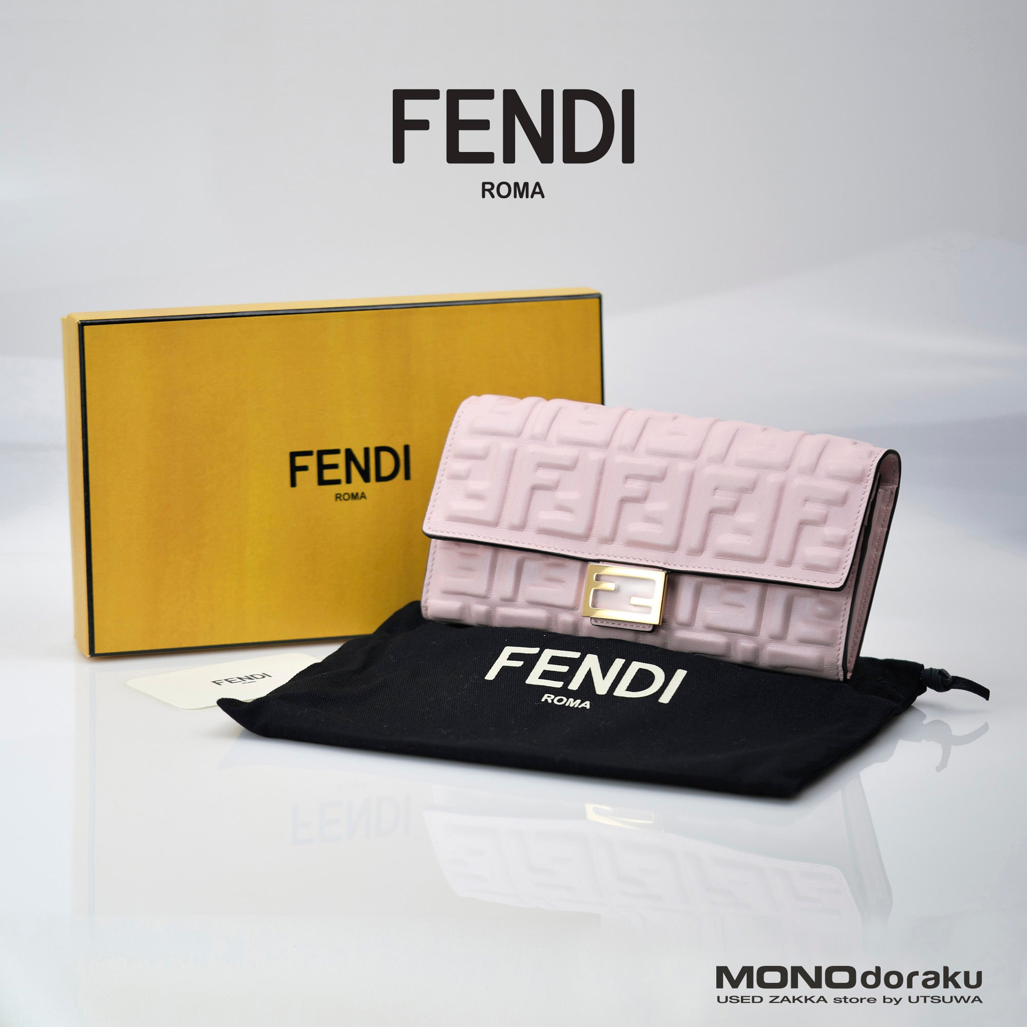 FENDI Long Wallet Continental Wallet FendiGraphie Pink FF Nappa Leather 8M0251 Good Condition