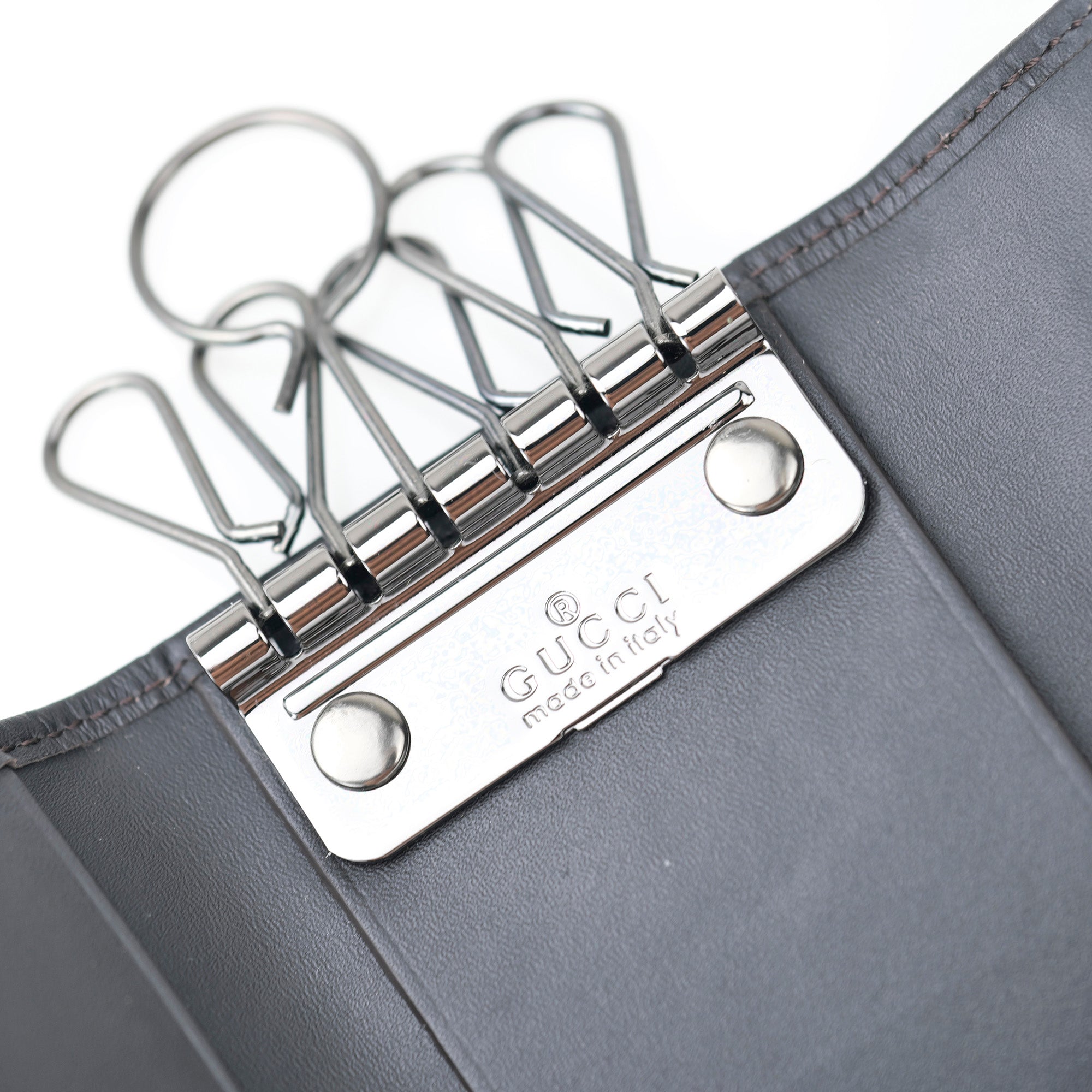 GUCCI GG Canvas Leather 6-Key Case 74212 0416 Black Brown