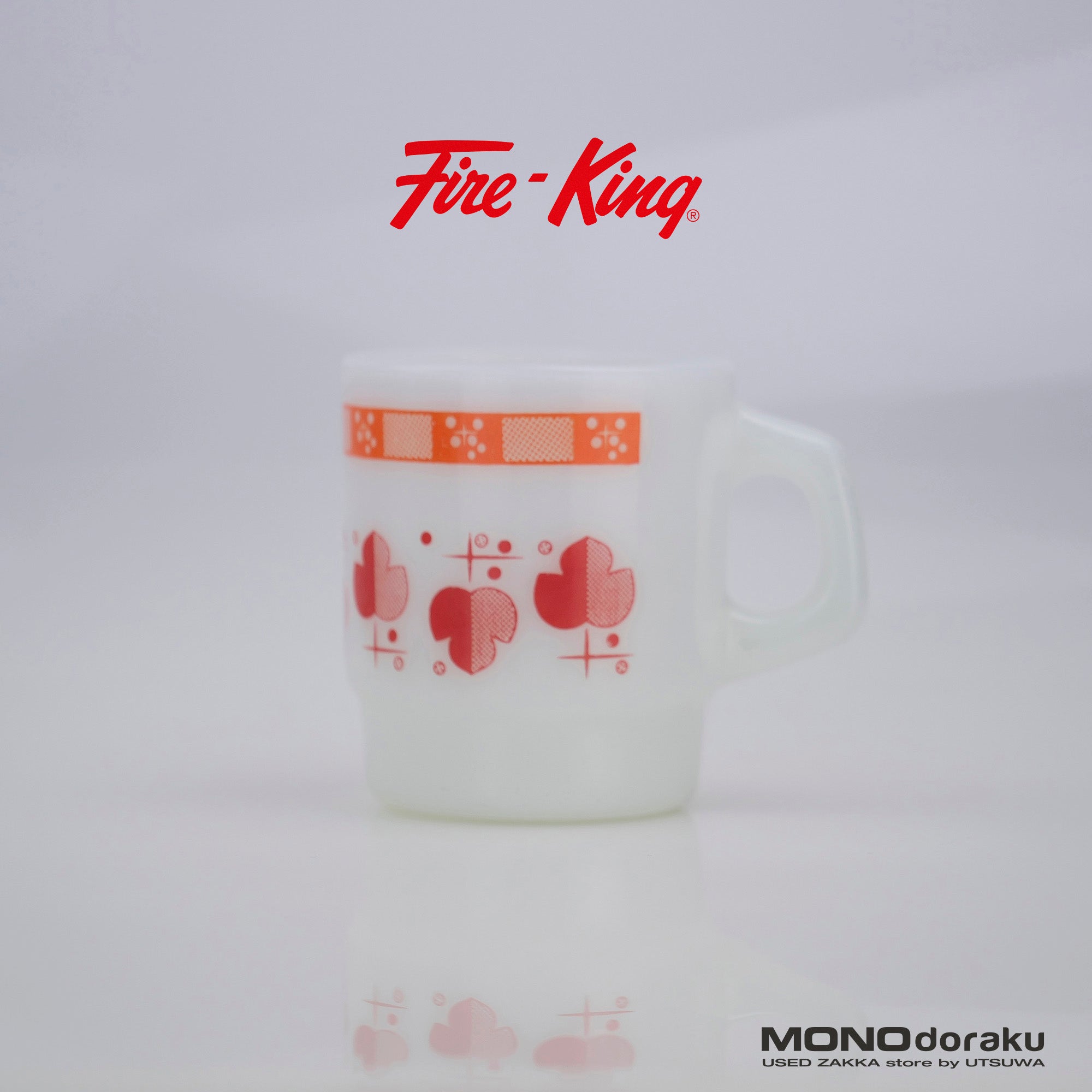 Fire-King Shamrock Mug Orange/Red