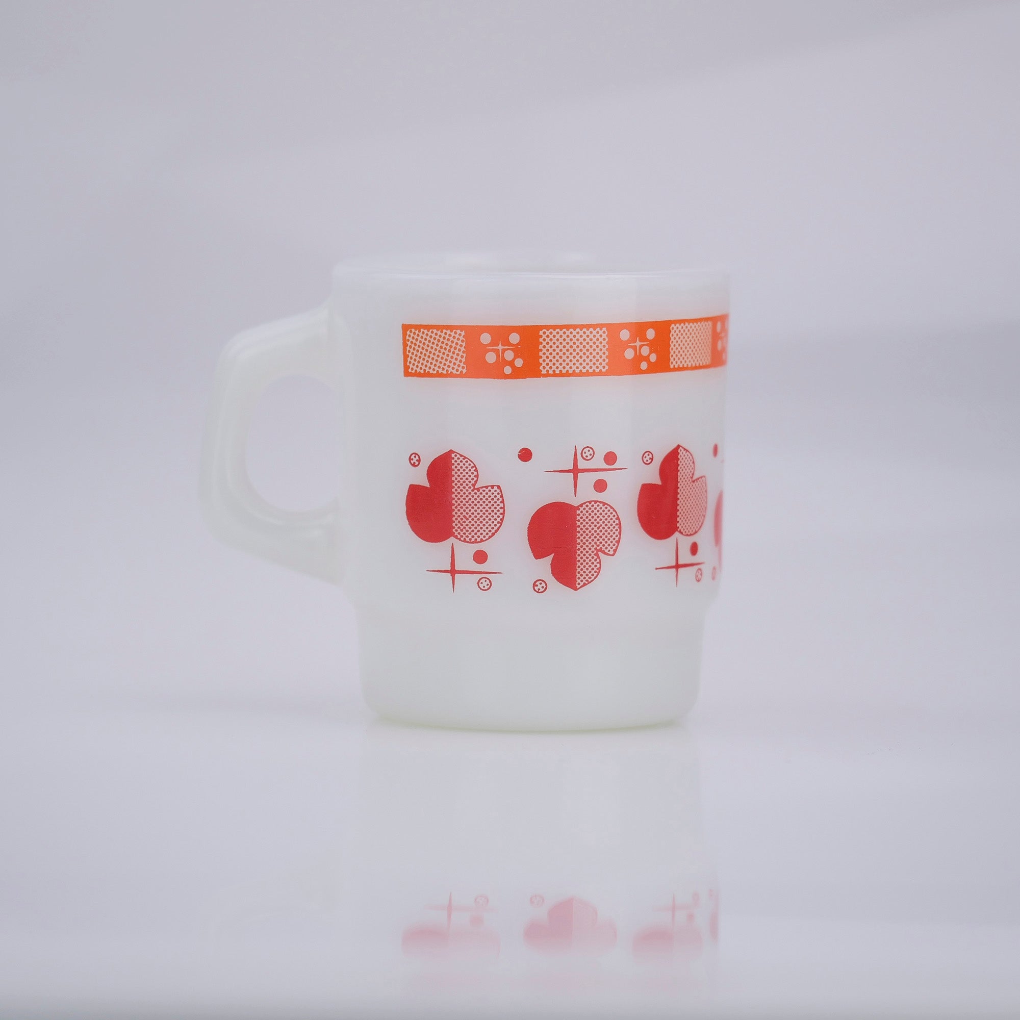 Fire-King Shamrock Mug Orange/Red