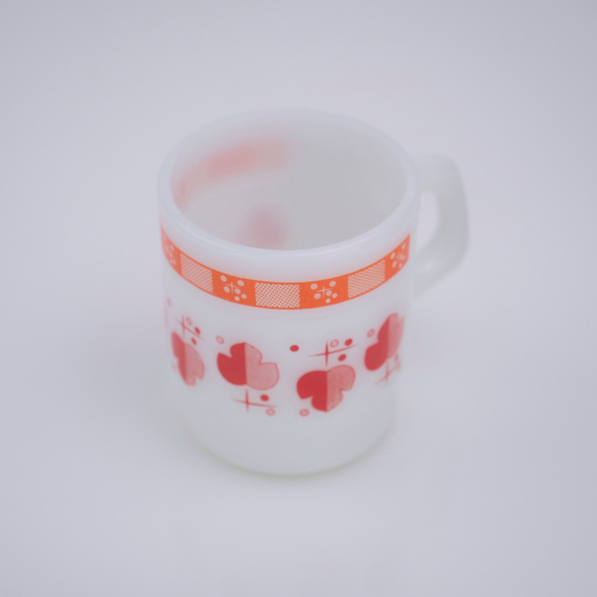 Fire-King Shamrock Mug Orange/Red