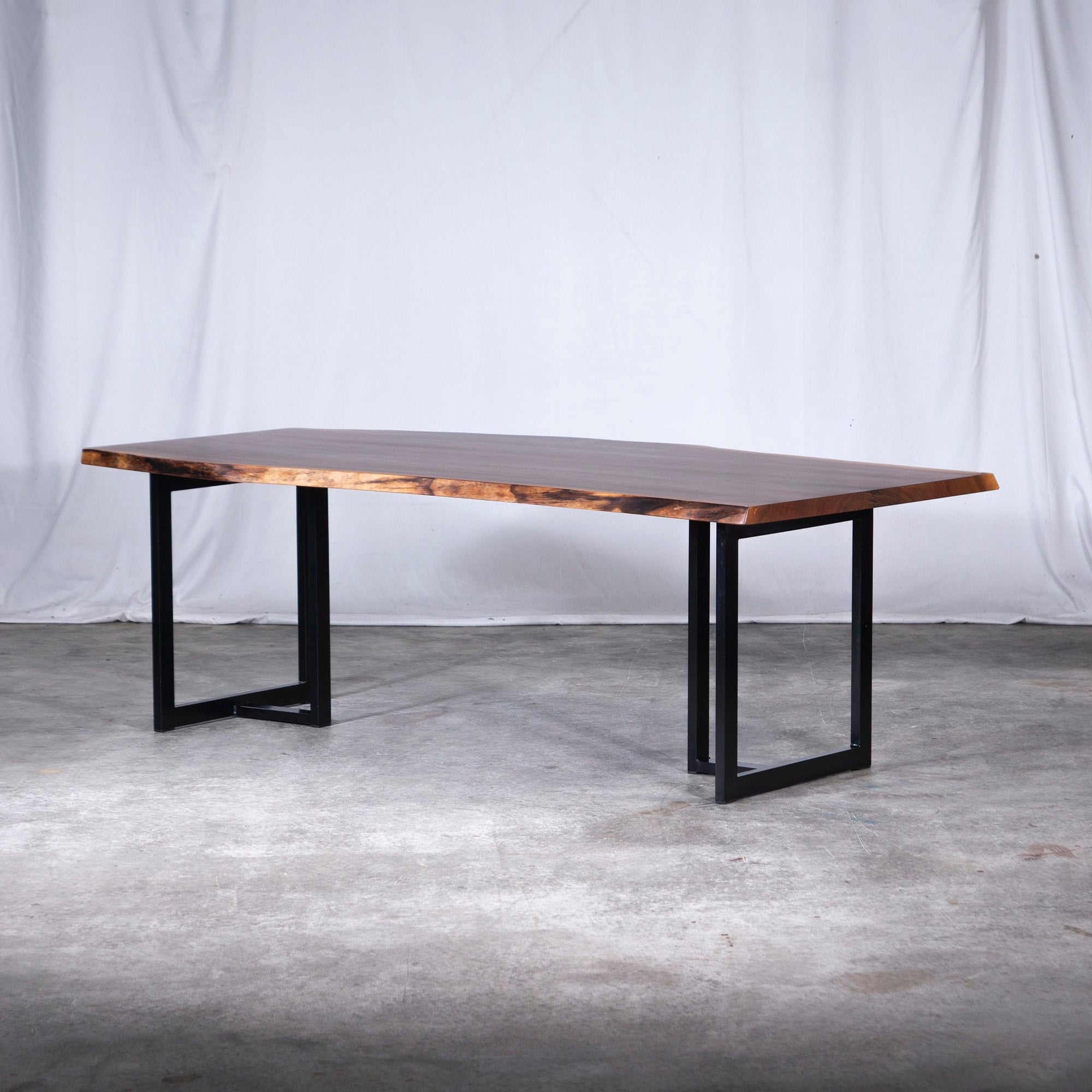 Atelier MOKUBA Dining Table ATELIER MOKUBA Black Walnut Solid Board w210 Steel Rec Modern Refinished