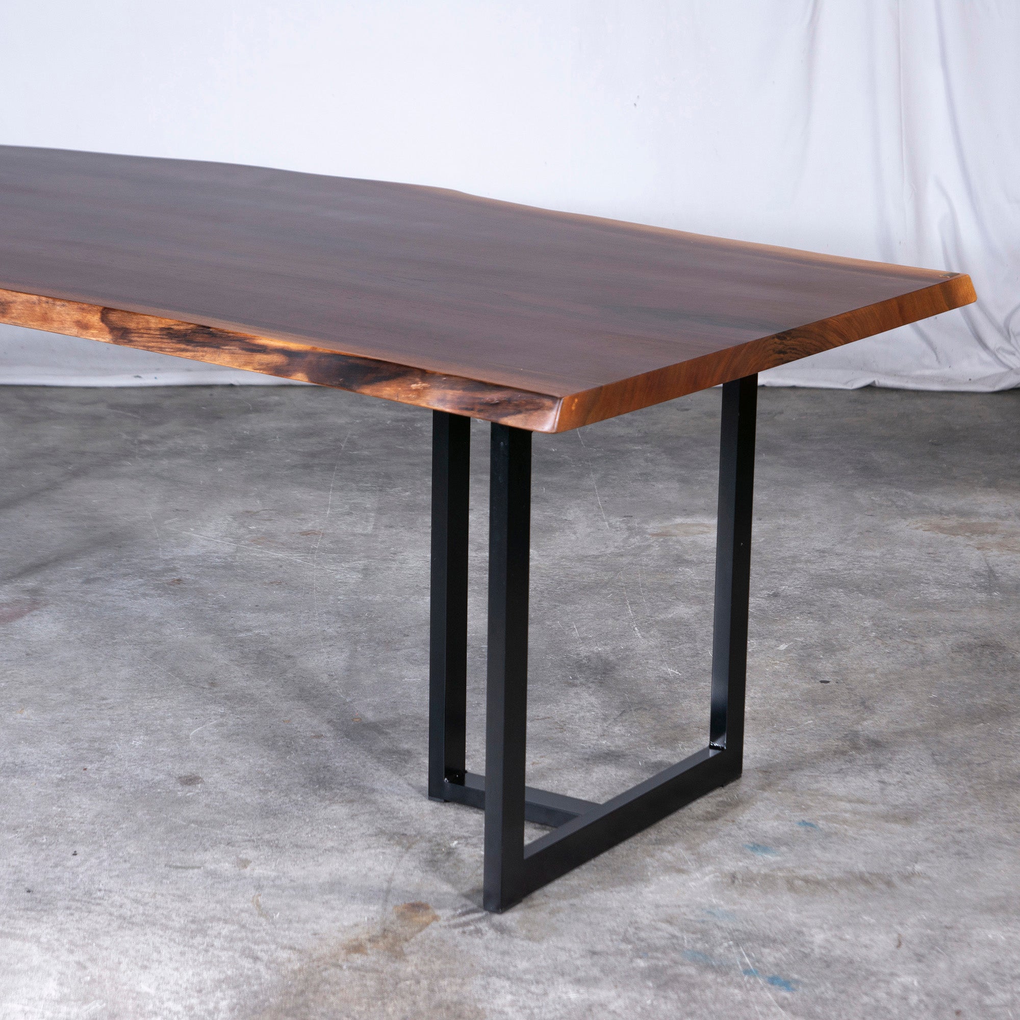 Atelier MOKUBA Dining Table ATELIER MOKUBA Black Walnut Solid Board w210 Steel Rec Modern Refinished