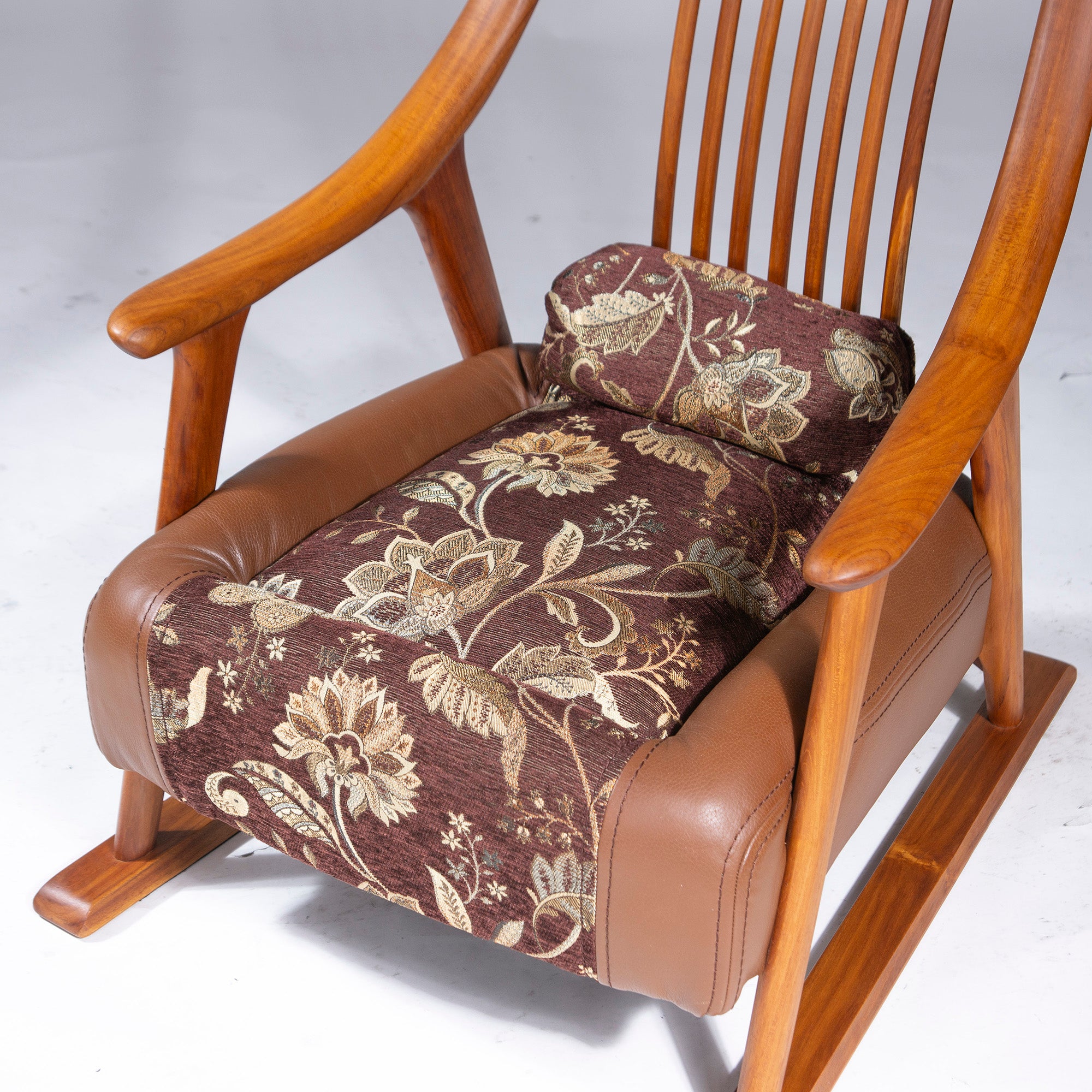 BC Kobo Lounge Chair, Craft Chair, Solid Teak, Genuine Leather, Fabric, Cushion Included, Personal Chair, Armchair, Japanese Modern