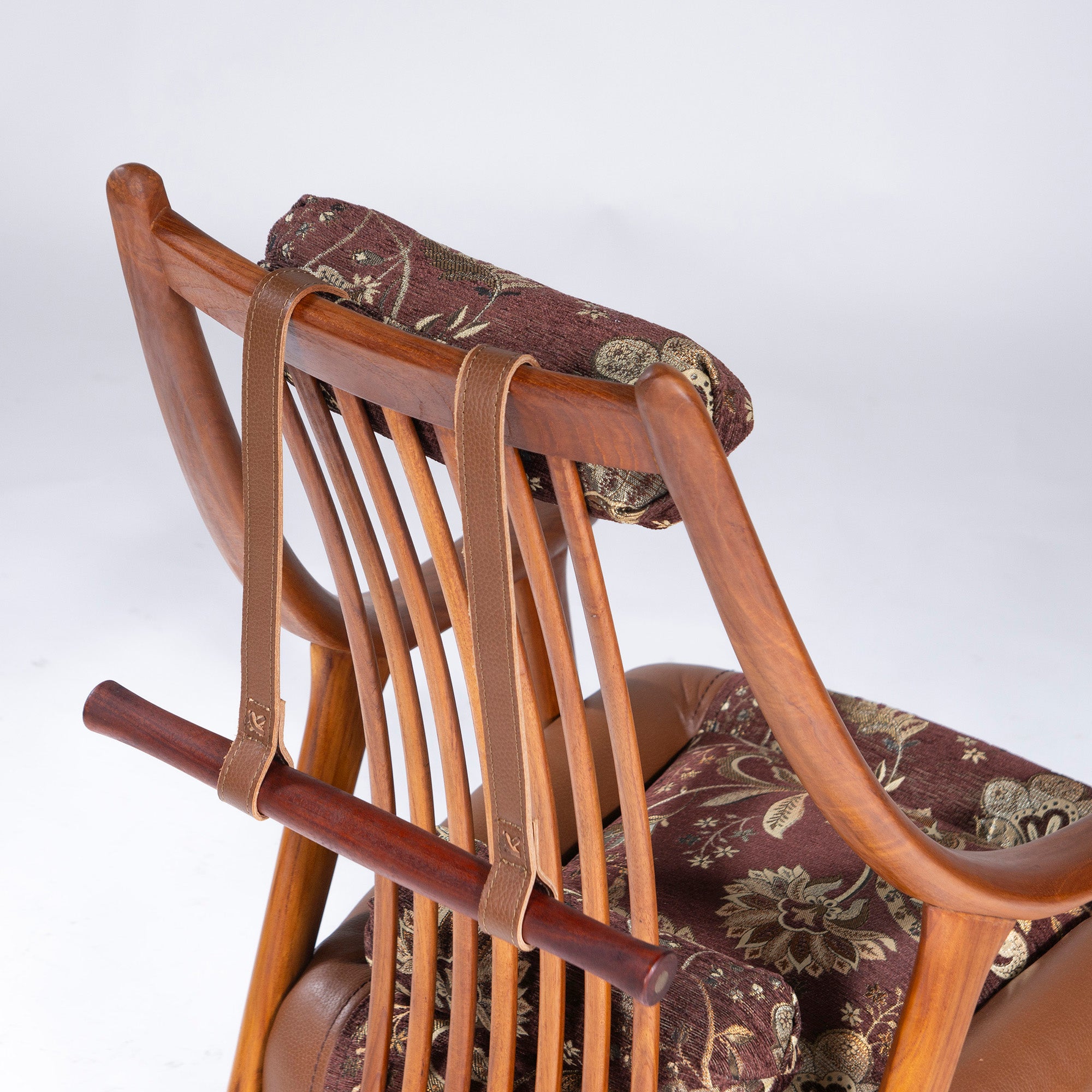 BC Kobo Lounge Chair, Craft Chair, Solid Teak, Genuine Leather, Fabric, Cushion Included, Personal Chair, Armchair, Japanese Modern