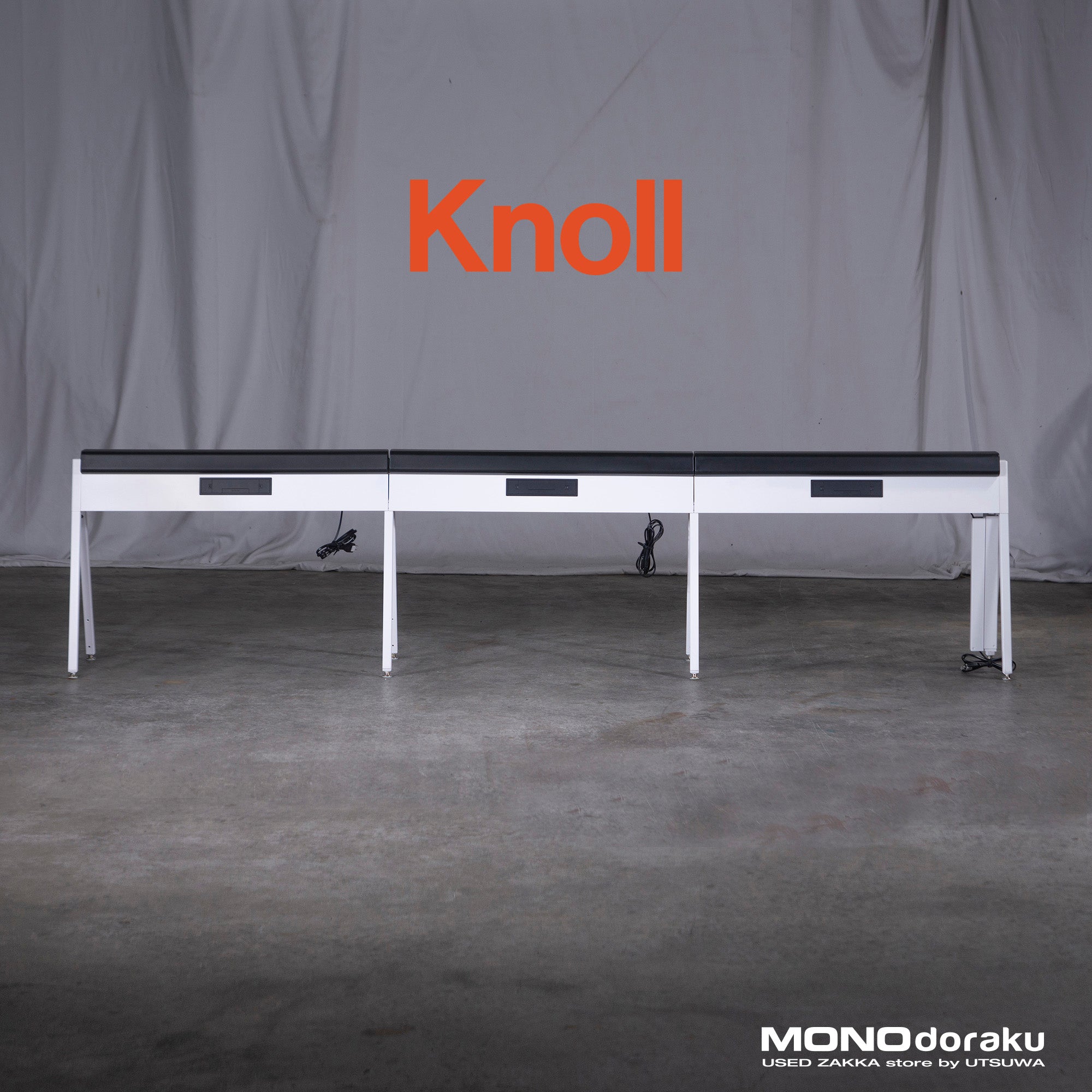 ◆Kanto region limited delivery◆ Knoll Bench, Horsepower, 3-section bench, with power outlet, office furniture, designer furniture, modern design, rare