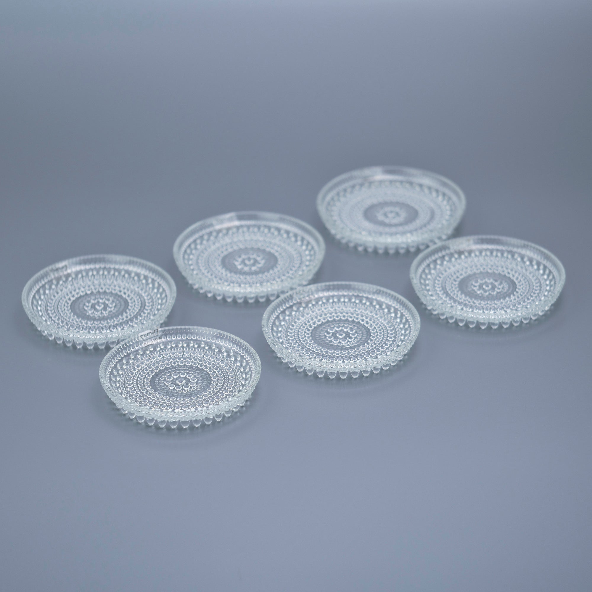 アラビア カステヘルミ ARABIA Kastehelmi 8.5cmプレート コースター 6枚セット クリアー オイバ・トイッカ 北欧ヴィンテージ