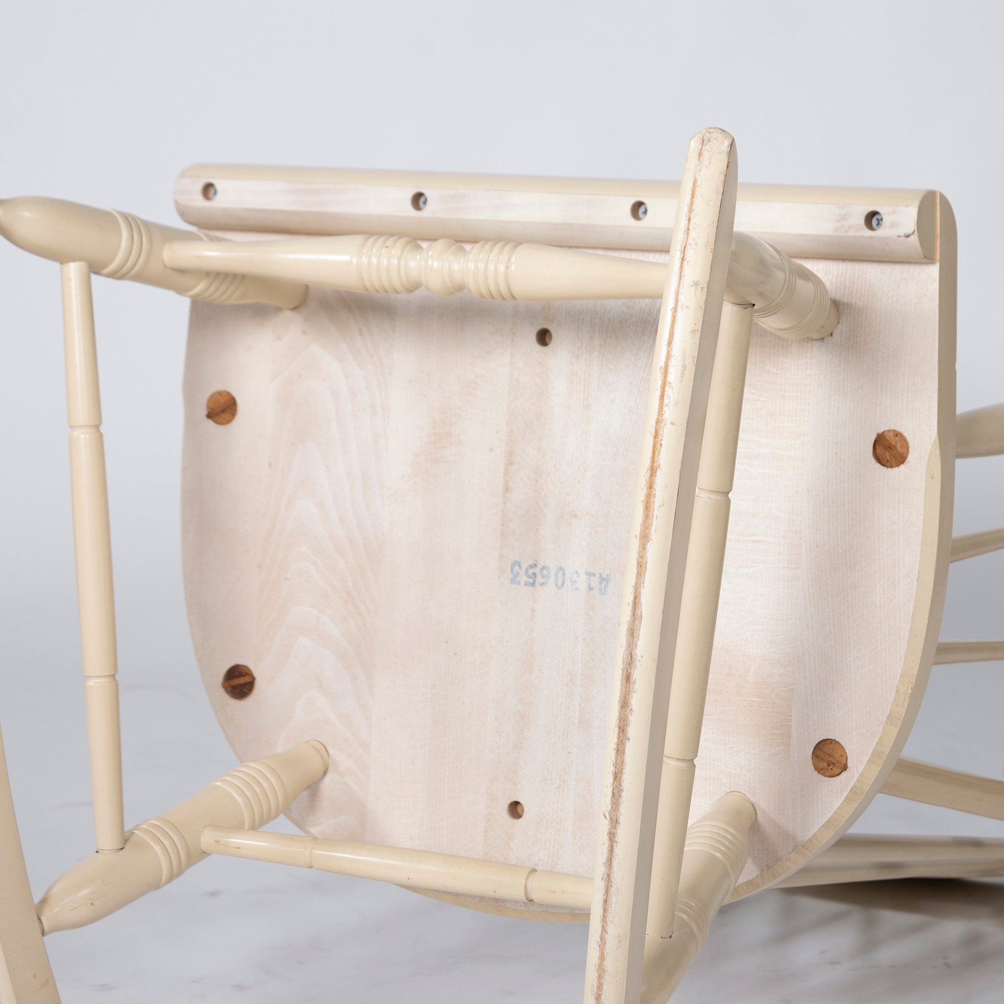 Hida Sangyo Rocking Chair HIDA Old Logo White Rare Color Showa Retro Antique Vintage Solid Wood Windsor