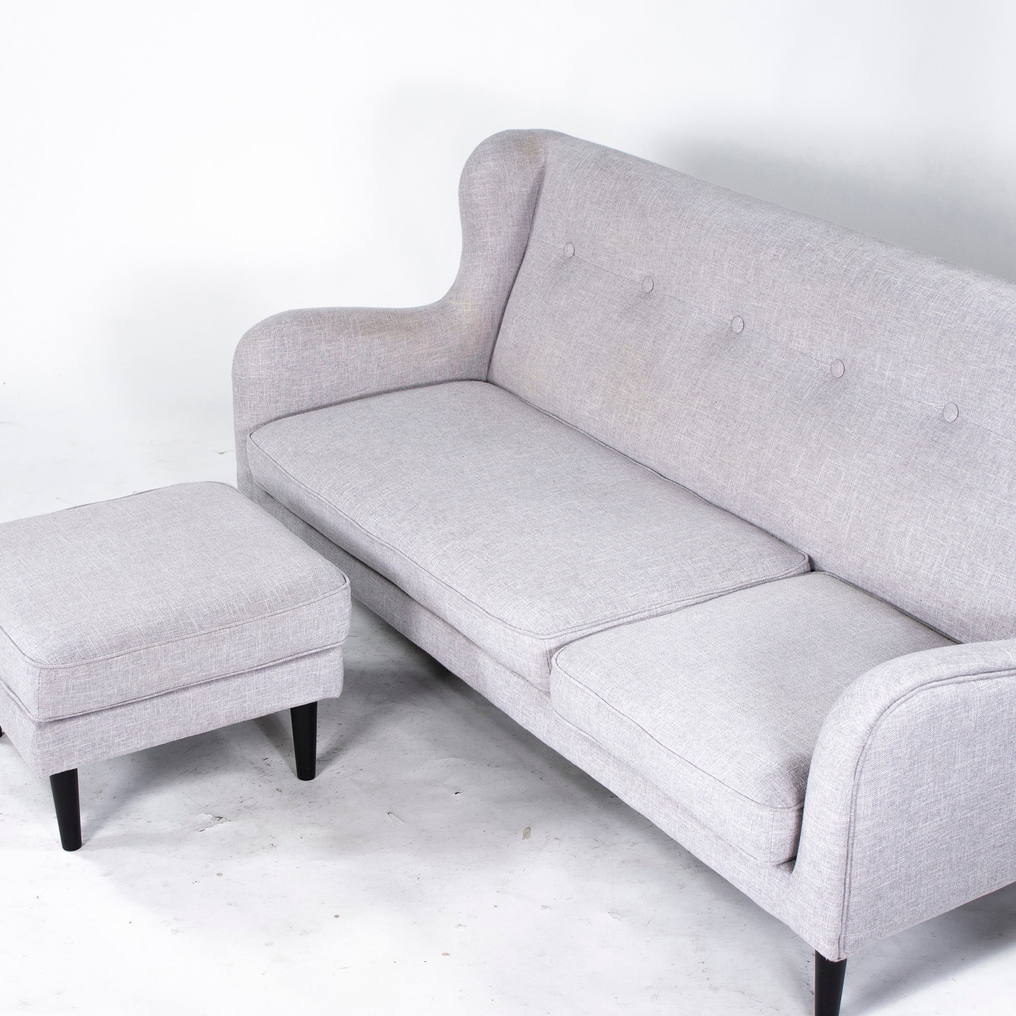 Francfranc Sofa Fierre 3P Light Gray w180 with Ottoman Couch Sofa High Back Sofa