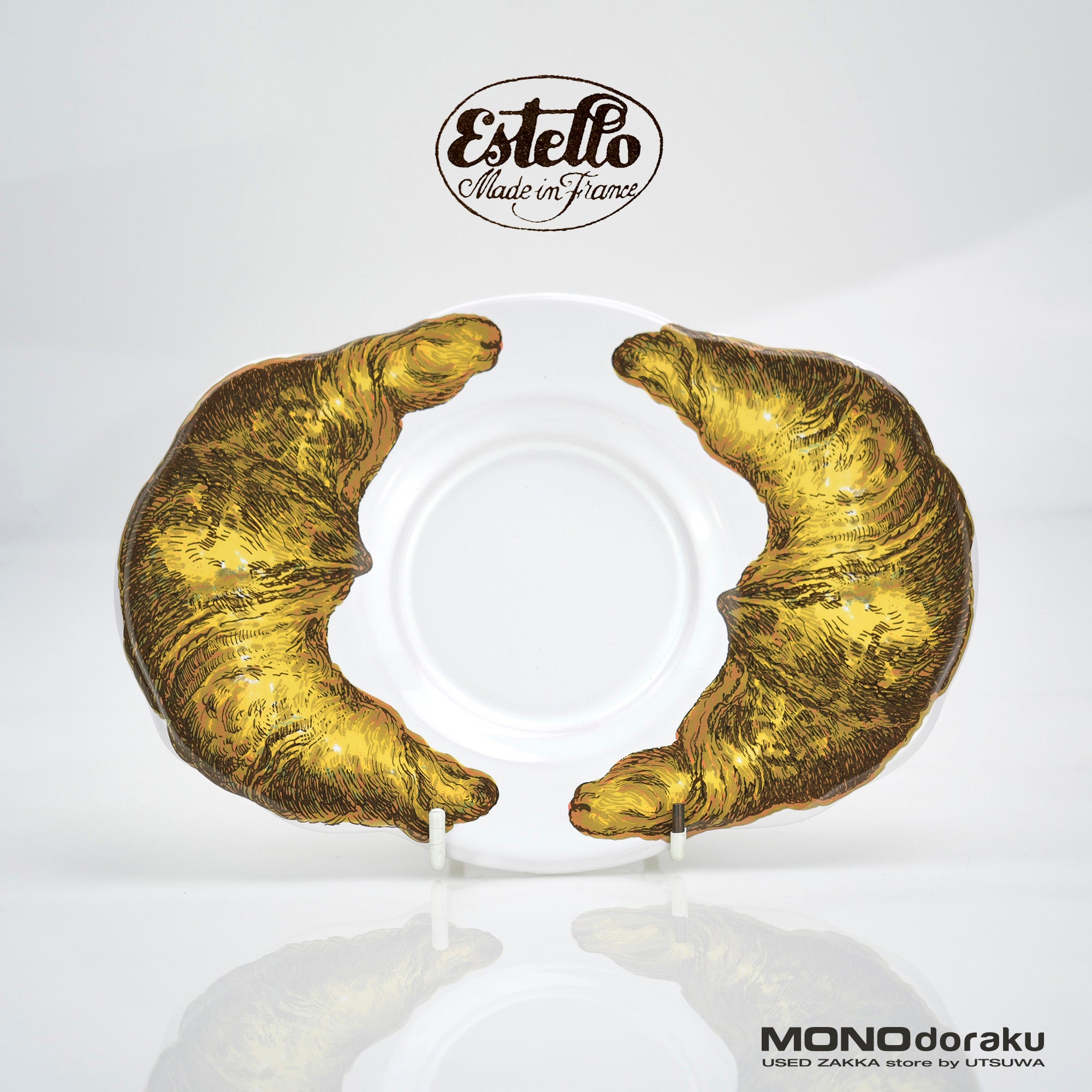 Estello French porcelain tableware, saucer and plate, croissant pattern