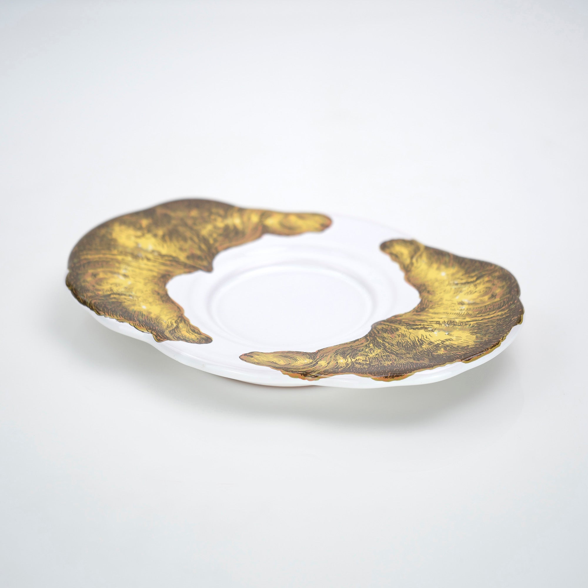 Estello French porcelain tableware, saucer and plate, croissant pattern