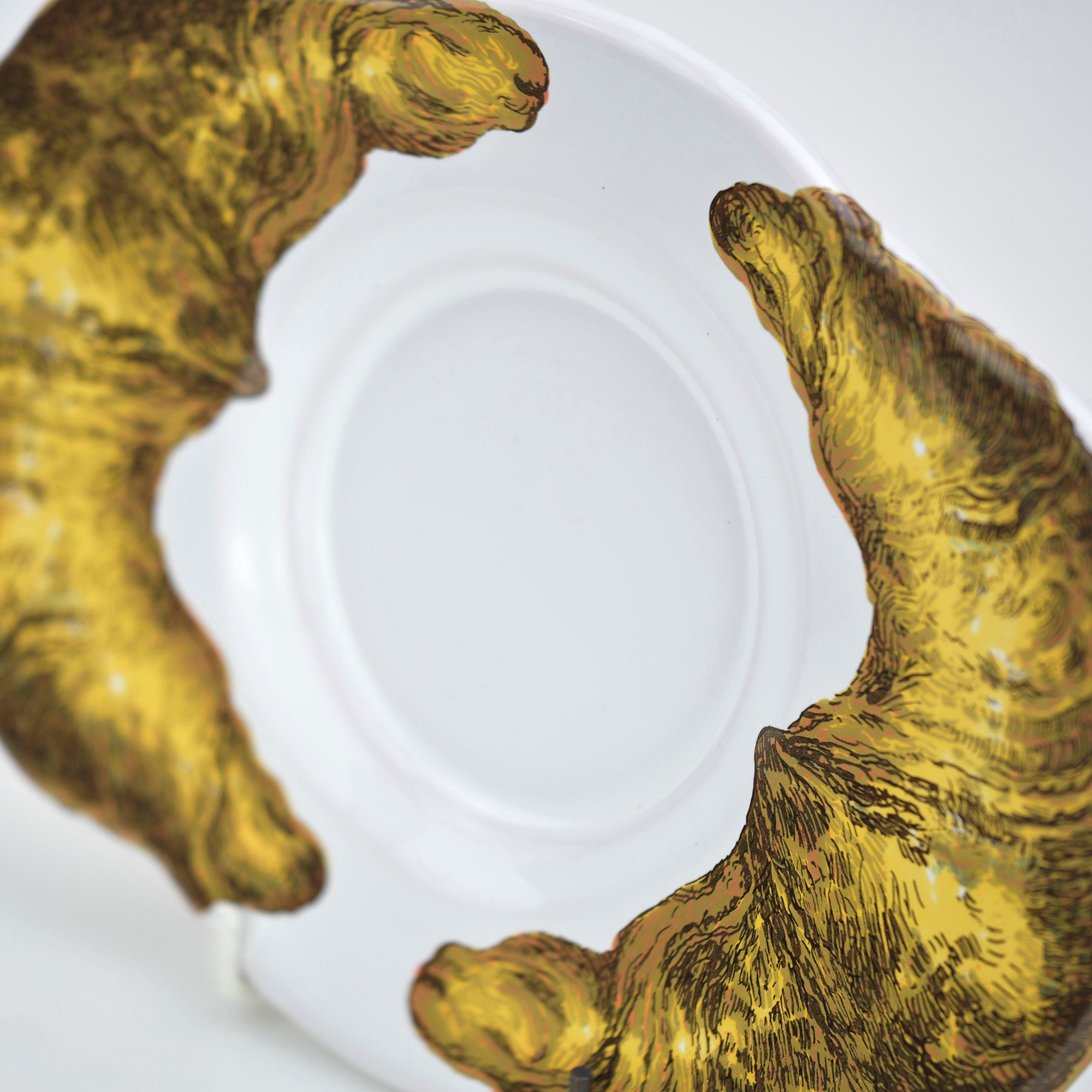 Estello French porcelain tableware, saucer and plate, croissant pattern