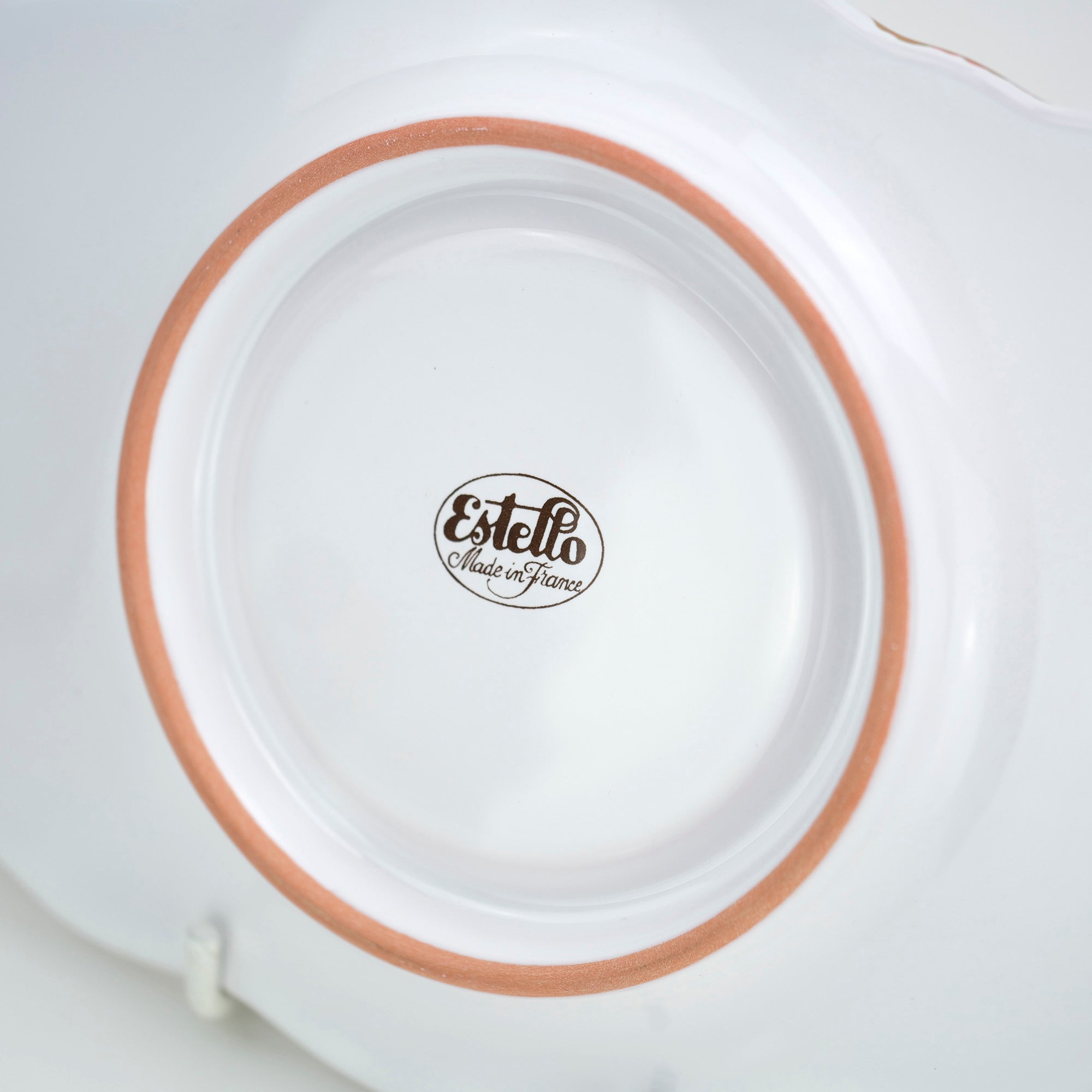 Estello French porcelain tableware, saucer and plate, croissant pattern