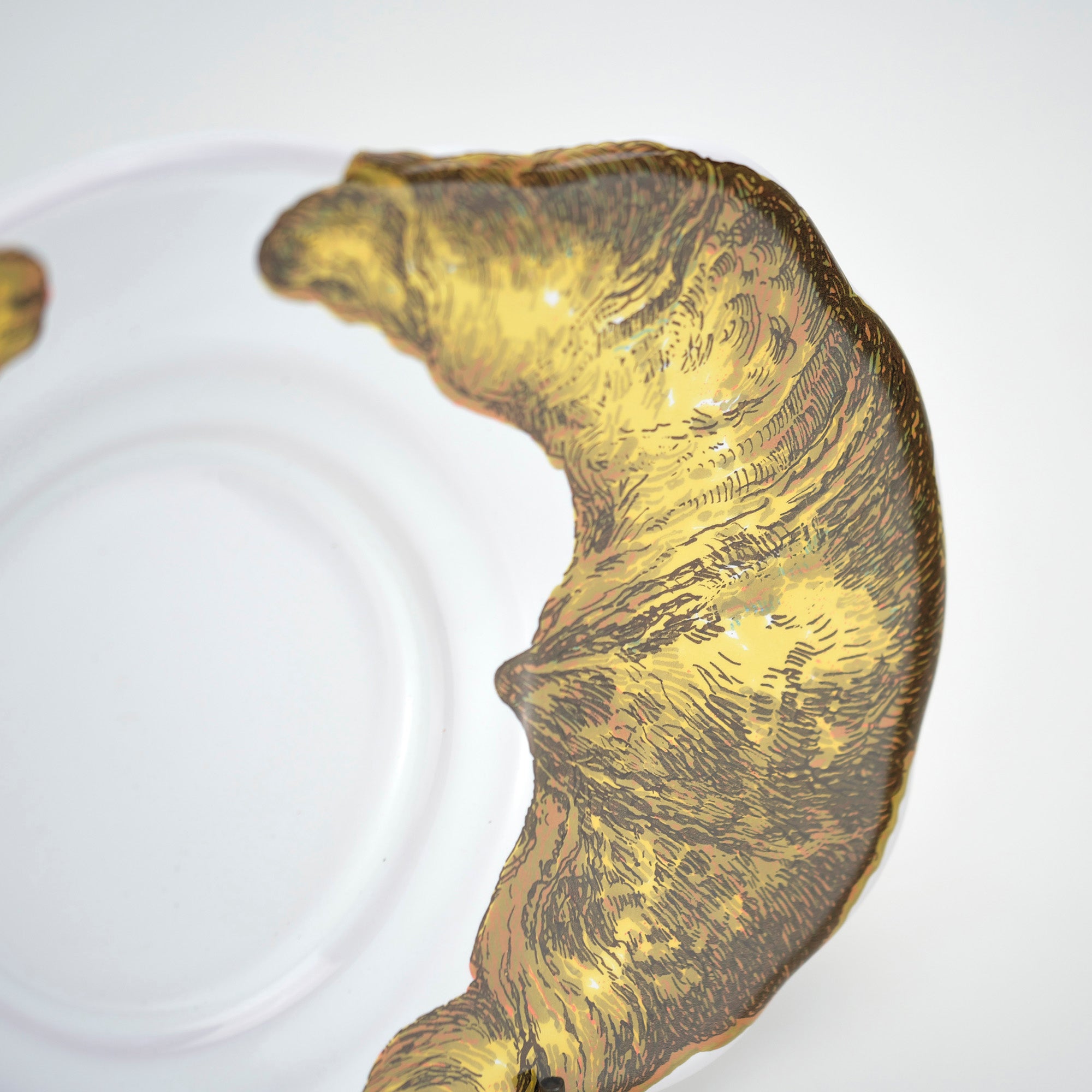 Estello French porcelain tableware, saucer and plate, croissant pattern