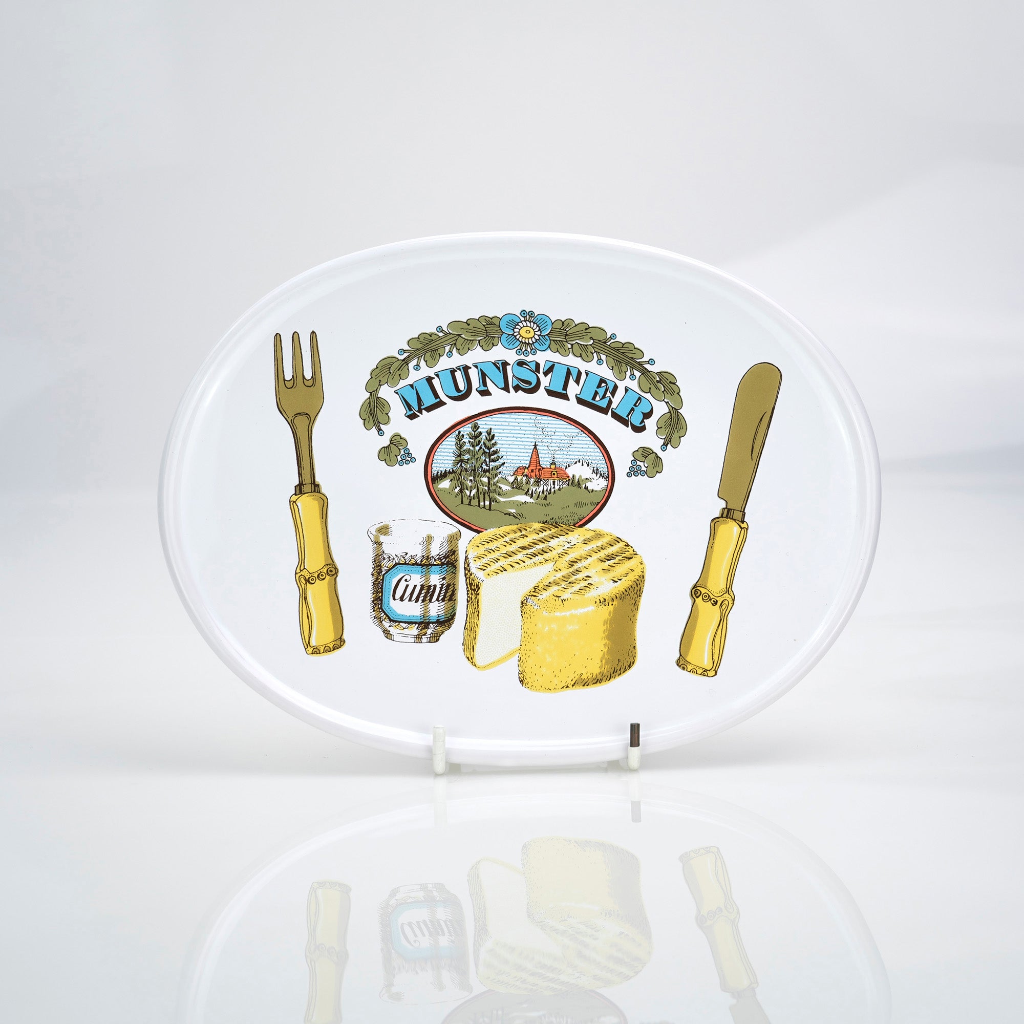 Estello French Porcelain Tableware Plates, Cheese Pattern, Set of 2