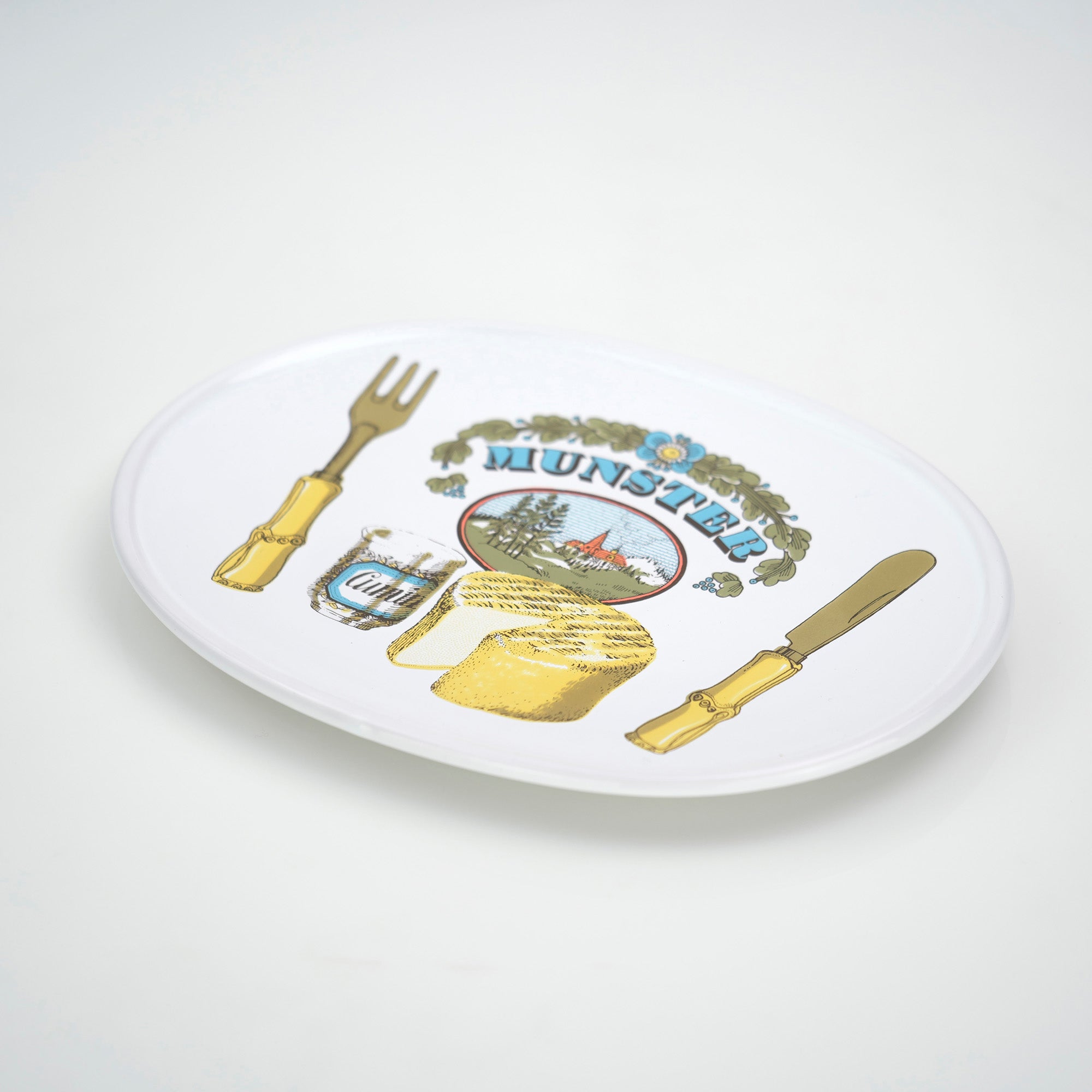 Estello French Porcelain Tableware Plates, Cheese Pattern, Set of 2