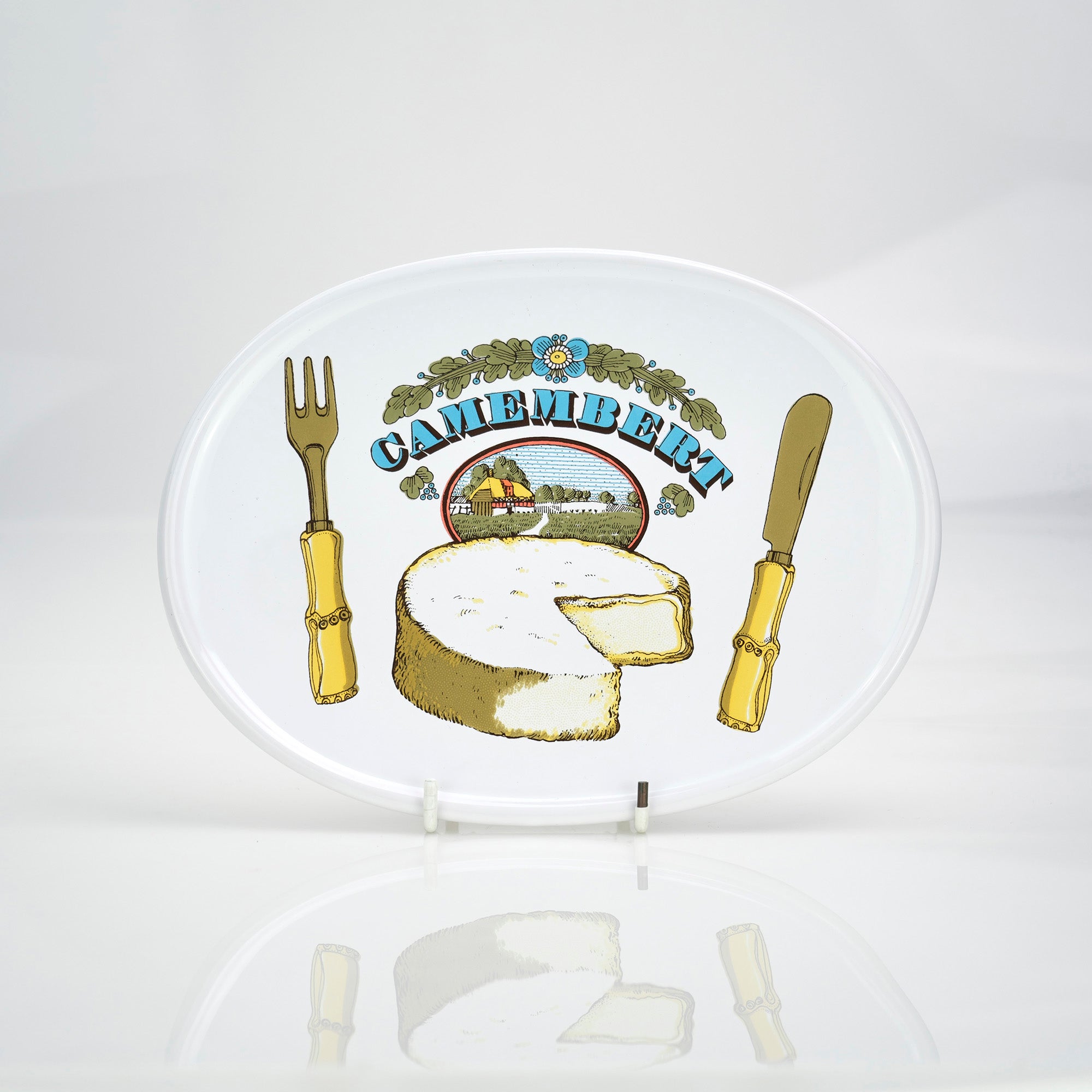 Estello French Porcelain Tableware Plates, Cheese Pattern, Set of 2