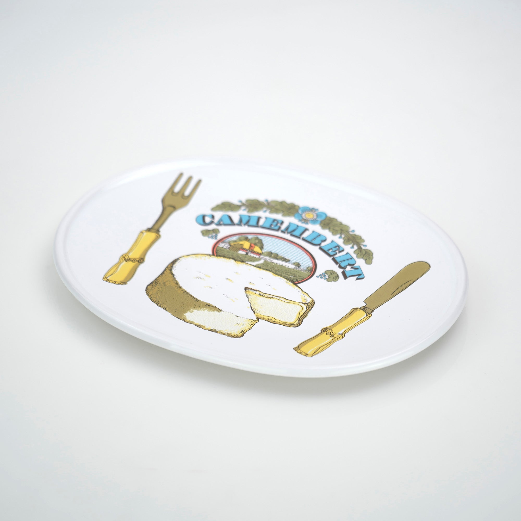 Estello French Porcelain Tableware Plates, Cheese Pattern, Set of 2