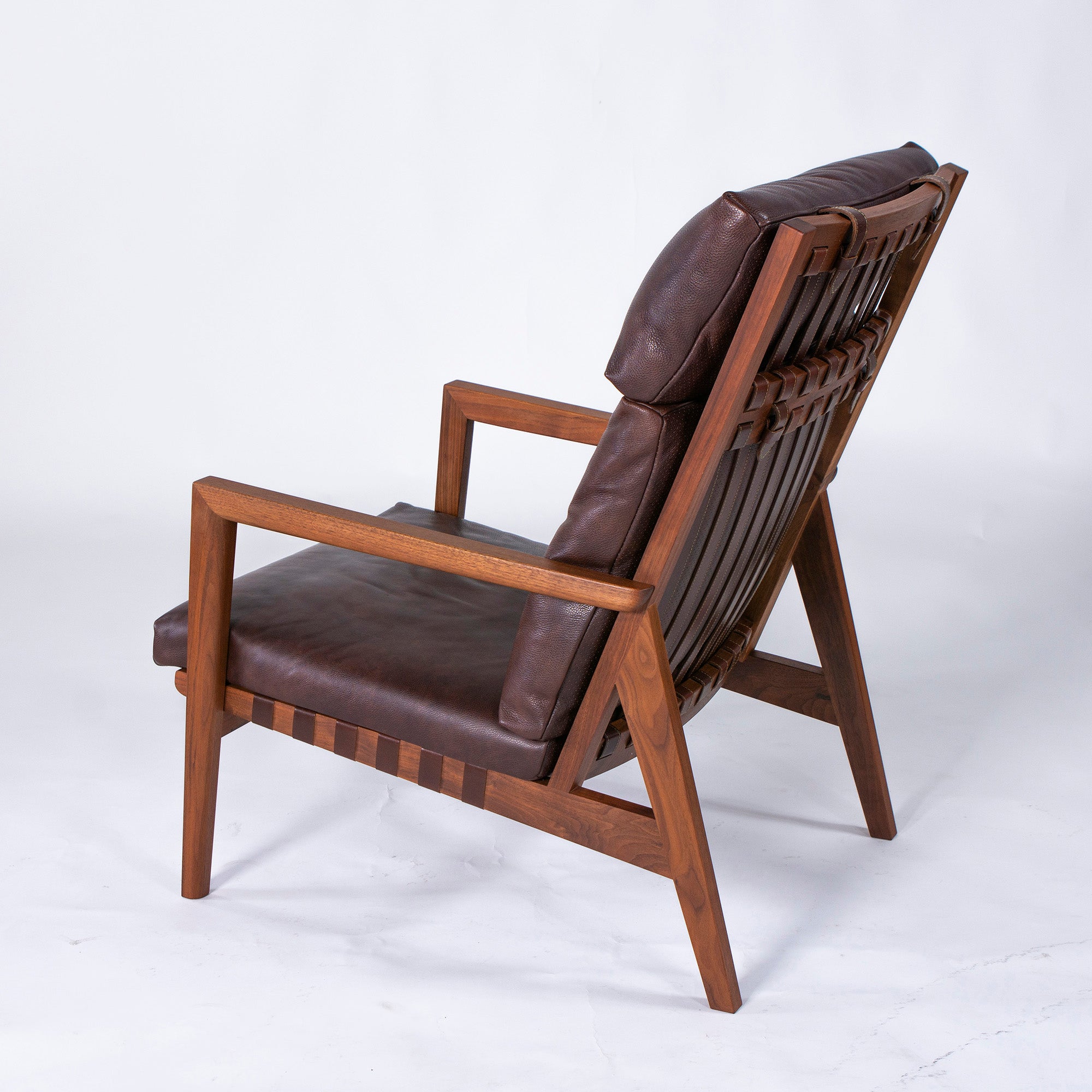 Lounge chair Ritzwell BLAVA Brava easy chair high back solid walnut leather genuine leather modern