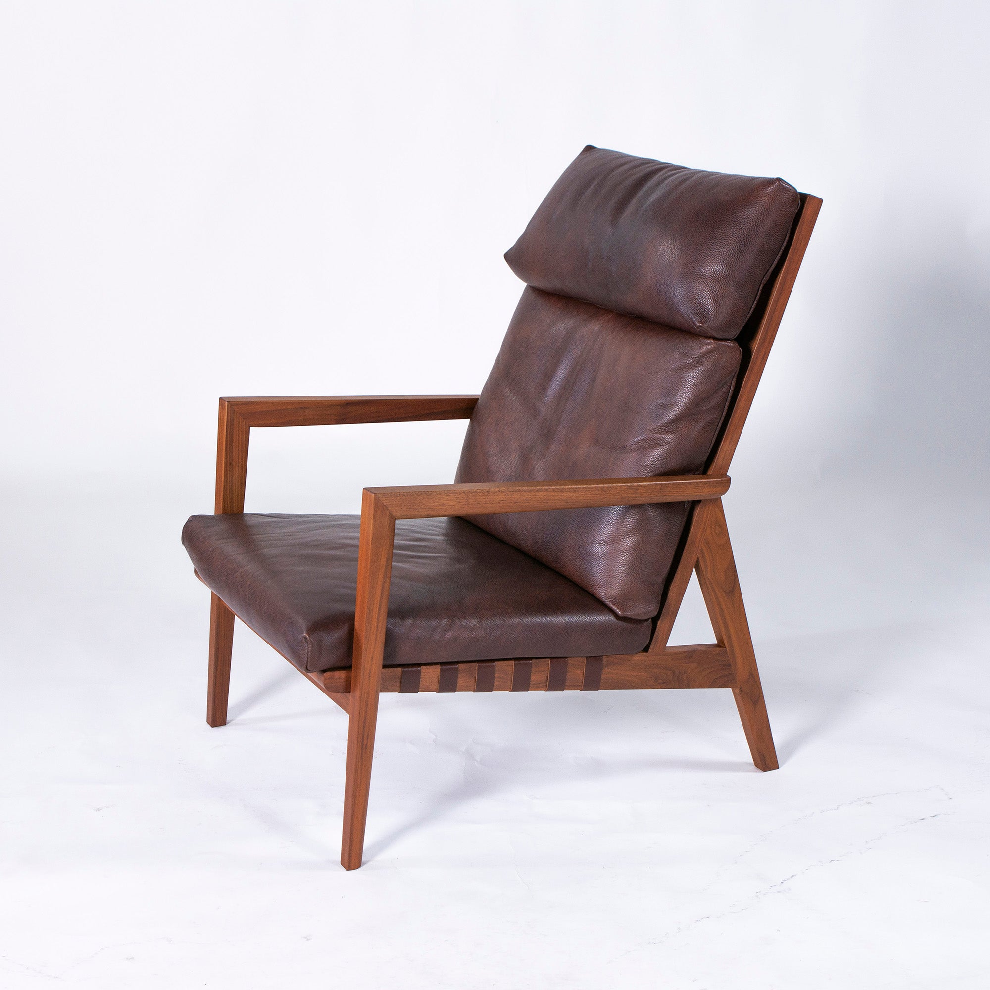 Lounge chair Ritzwell BLAVA Brava easy chair high back solid walnut leather genuine leather modern