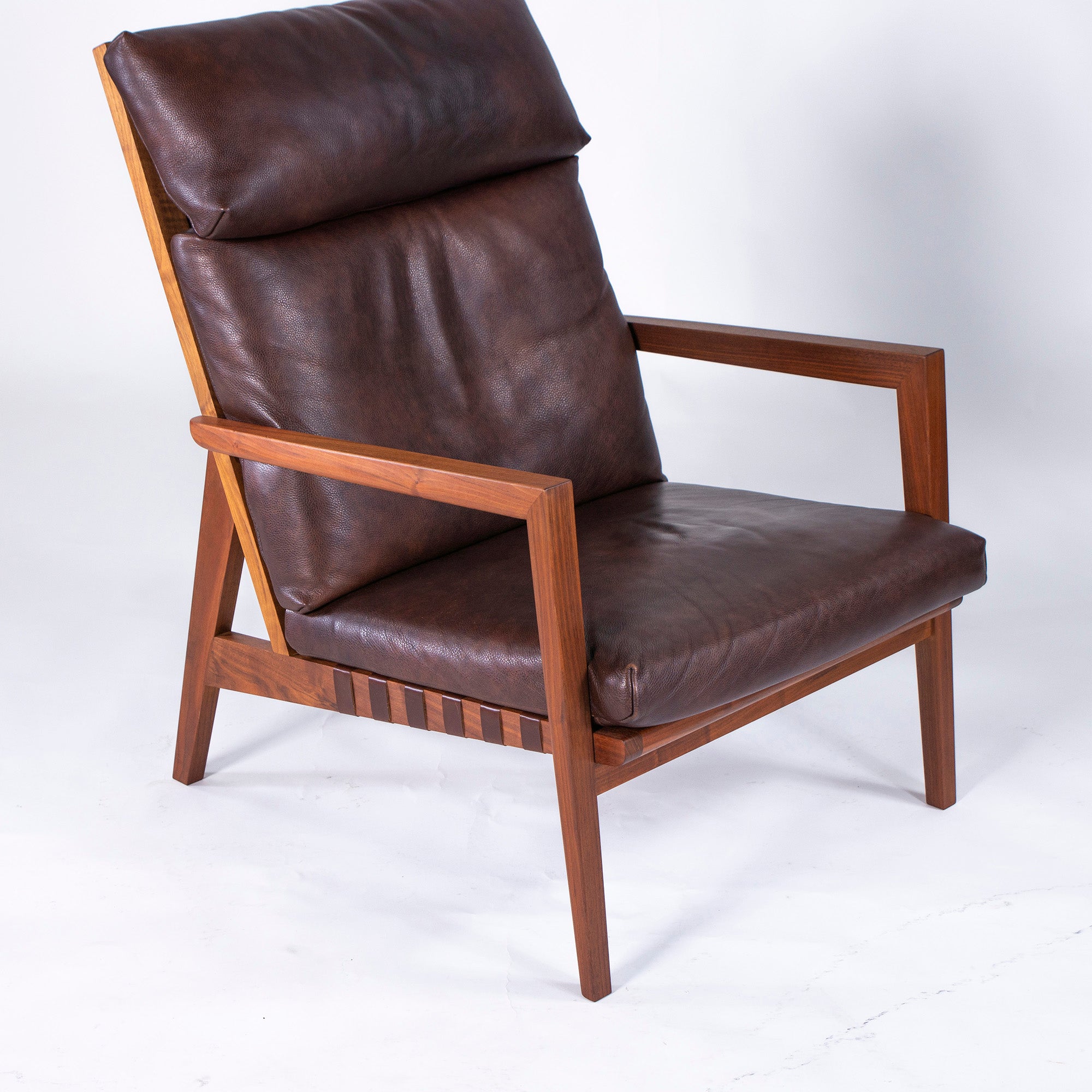 Lounge chair Ritzwell BLAVA Brava easy chair high back solid walnut leather genuine leather modern