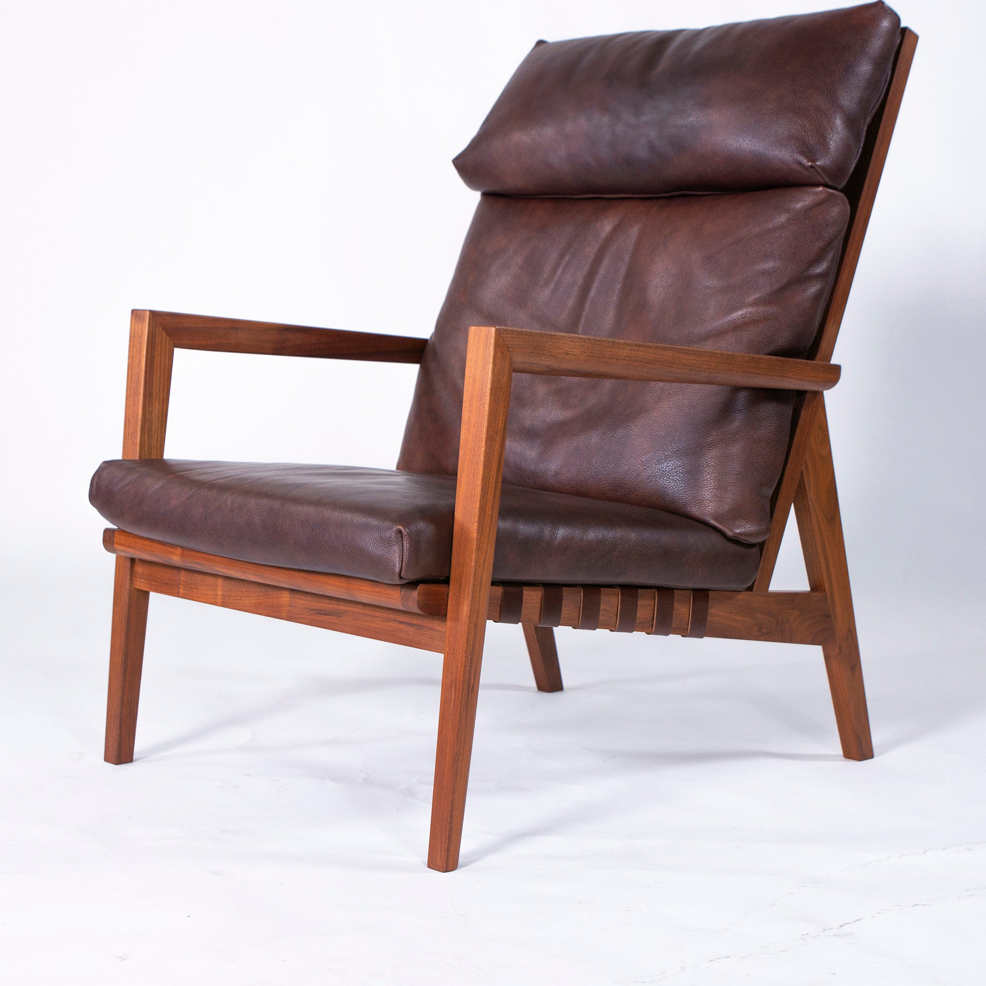 Lounge chair Ritzwell BLAVA Brava easy chair high back solid walnut leather genuine leather modern