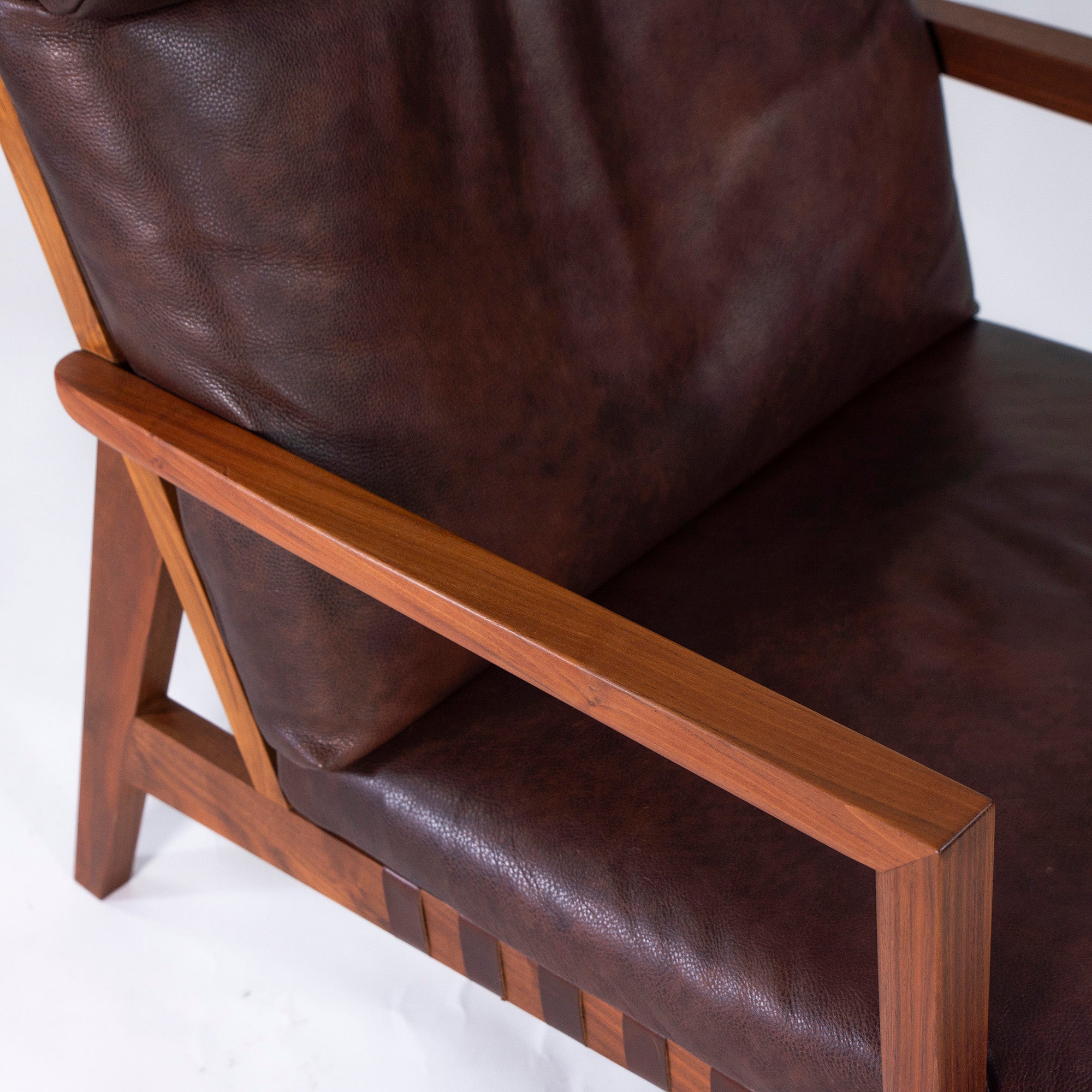 Lounge chair Ritzwell BLAVA Brava easy chair high back solid walnut leather genuine leather modern