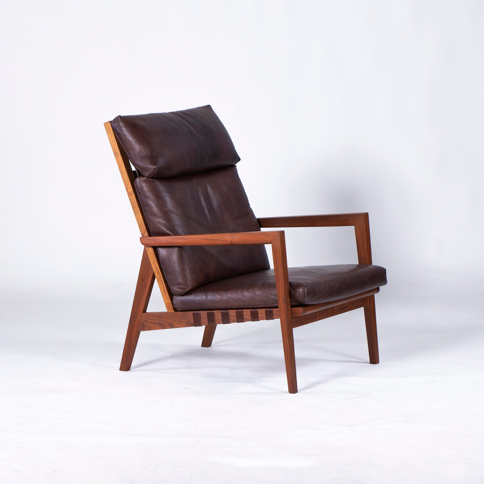 Lounge chair Ritzwell BLAVA Brava easy chair high back solid walnut leather genuine leather modern