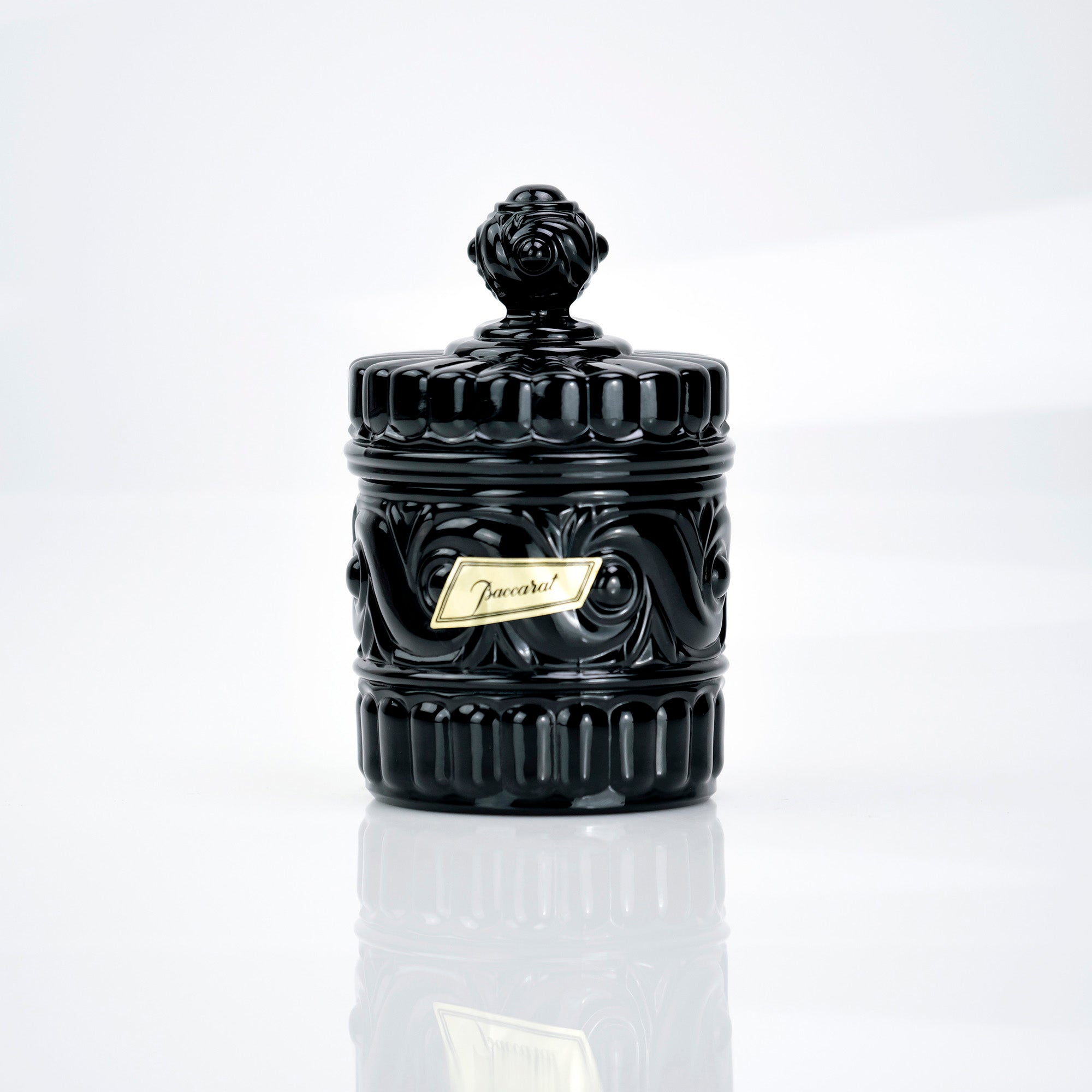 バカラ ルッセ Baccarat RUSSE ブラッククリスタル キャンディポット ボンボニエール 美品
