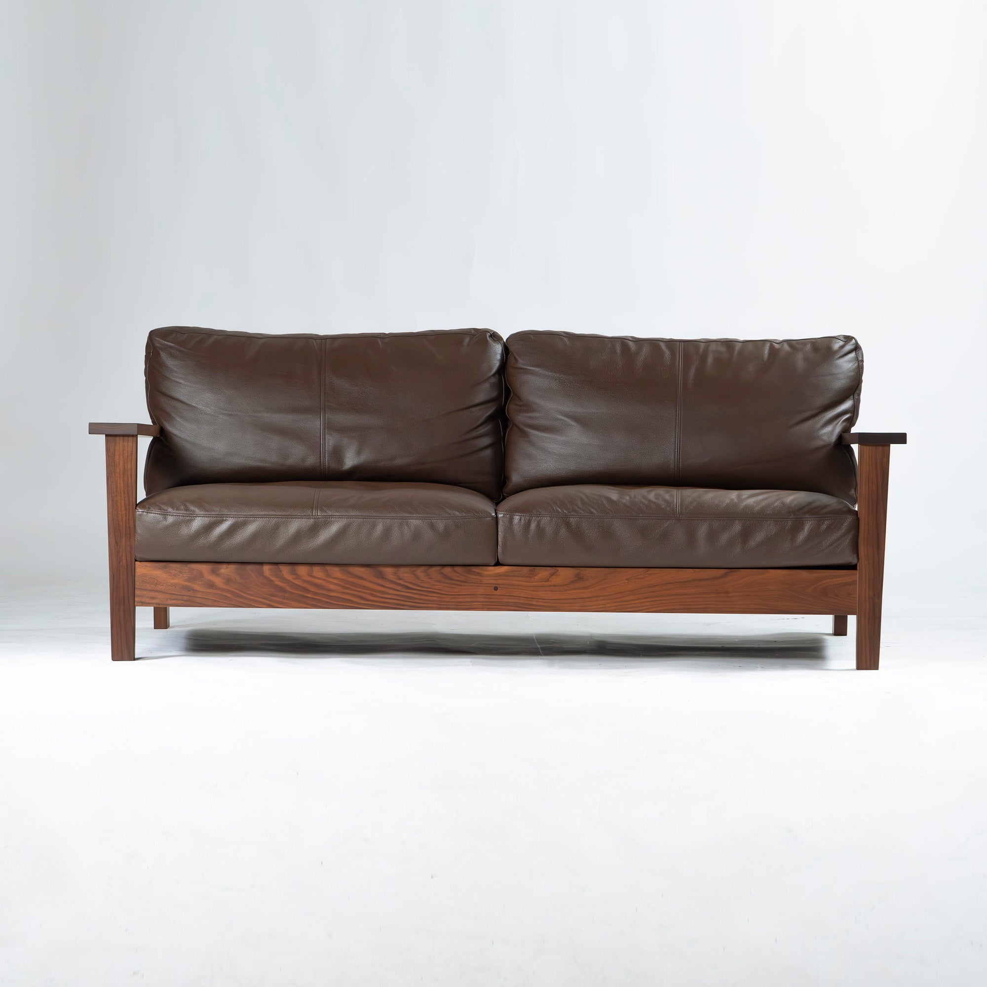 MASTERWAL Picchio PS1 sofa, solid walnut, oil finish, genuine leather, wood frame
