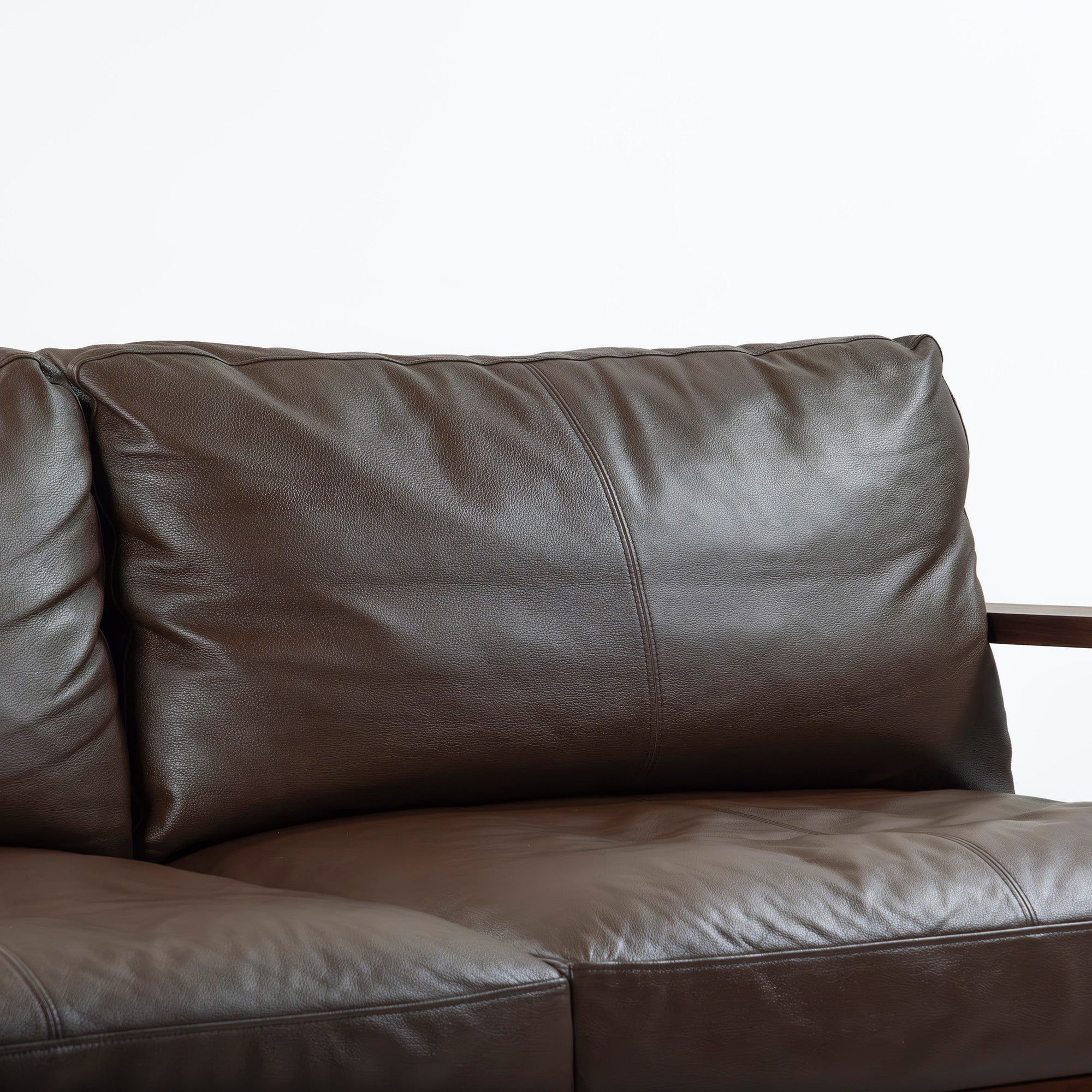 MASTERWAL Picchio PS1 sofa, solid walnut, oil finish, genuine leather, wood frame