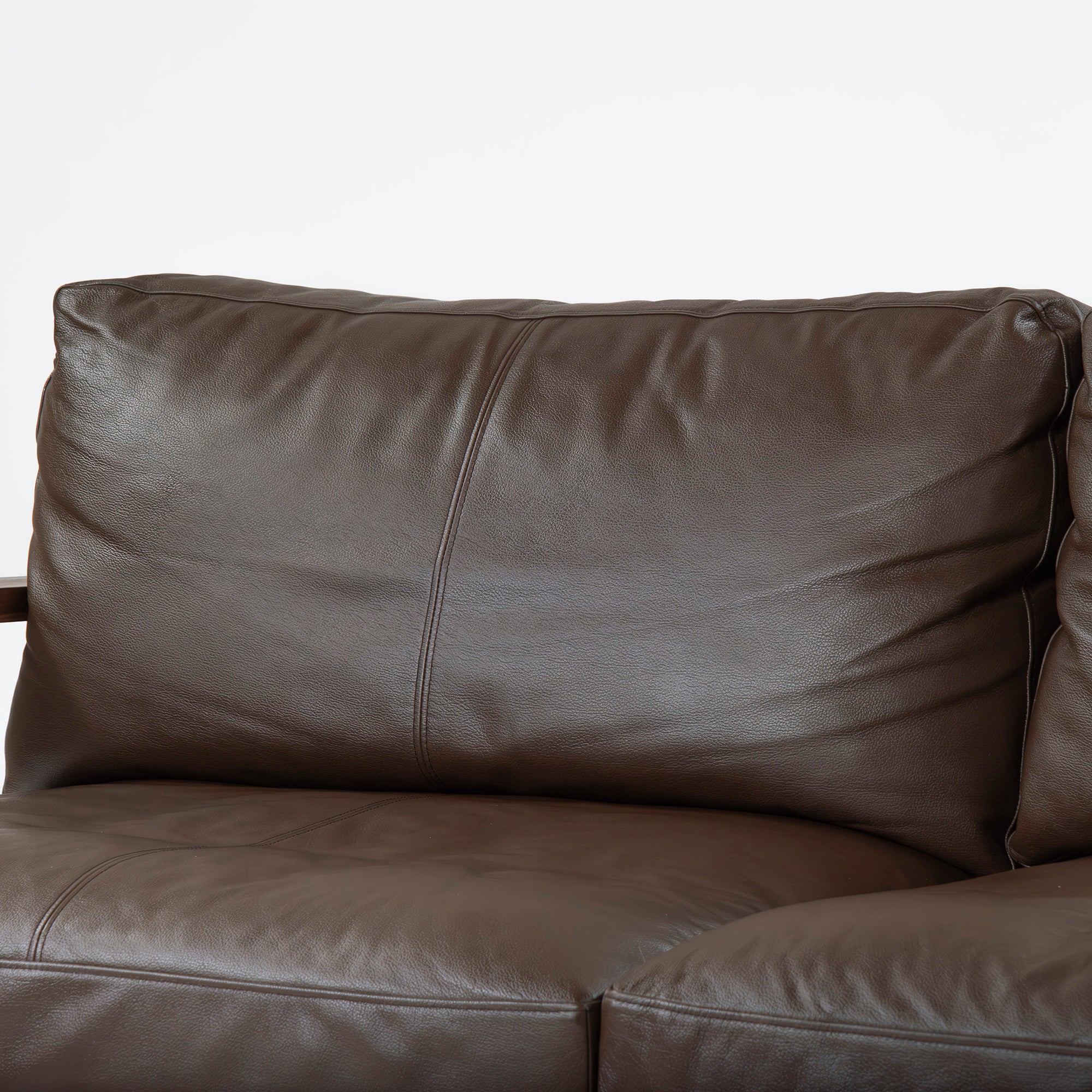 MASTERWAL Picchio PS1 sofa, solid walnut, oil finish, genuine leather, wood frame
