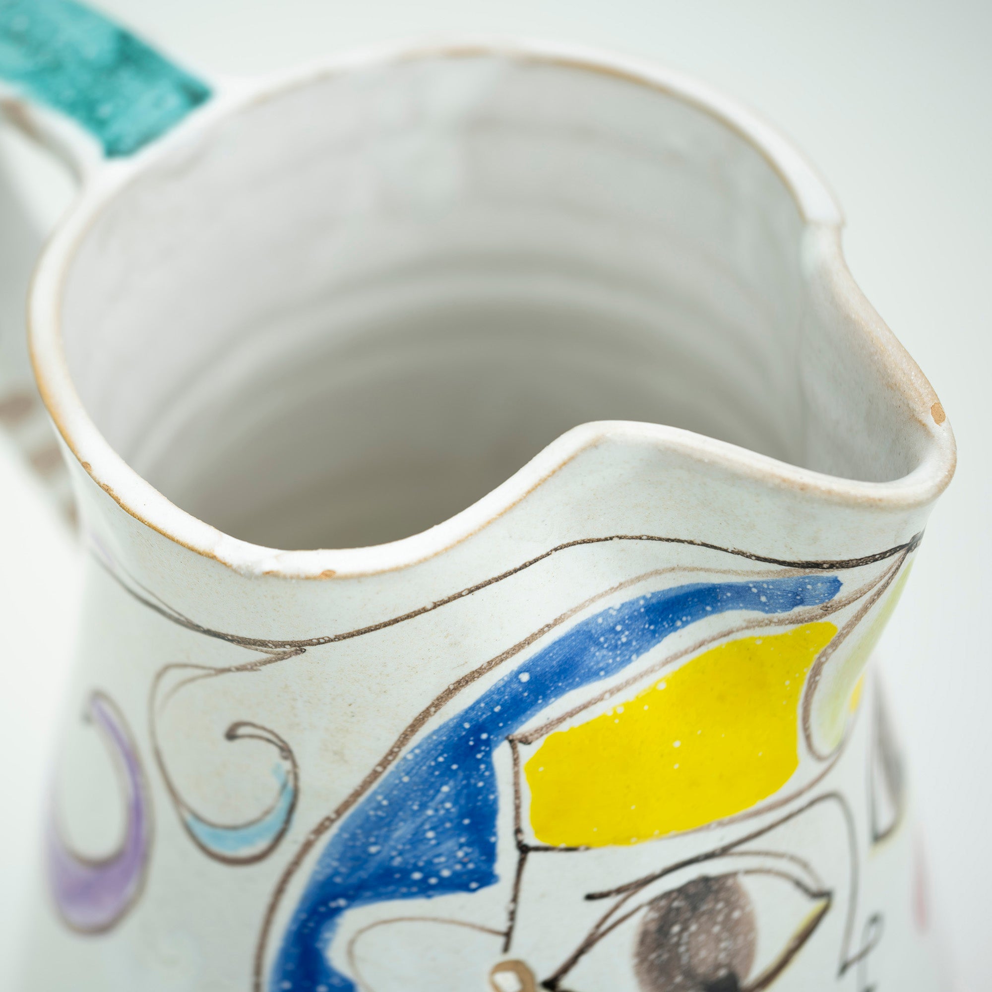 De Simone Sicilian Pottery Hand Painted Pitcher Flower Vase