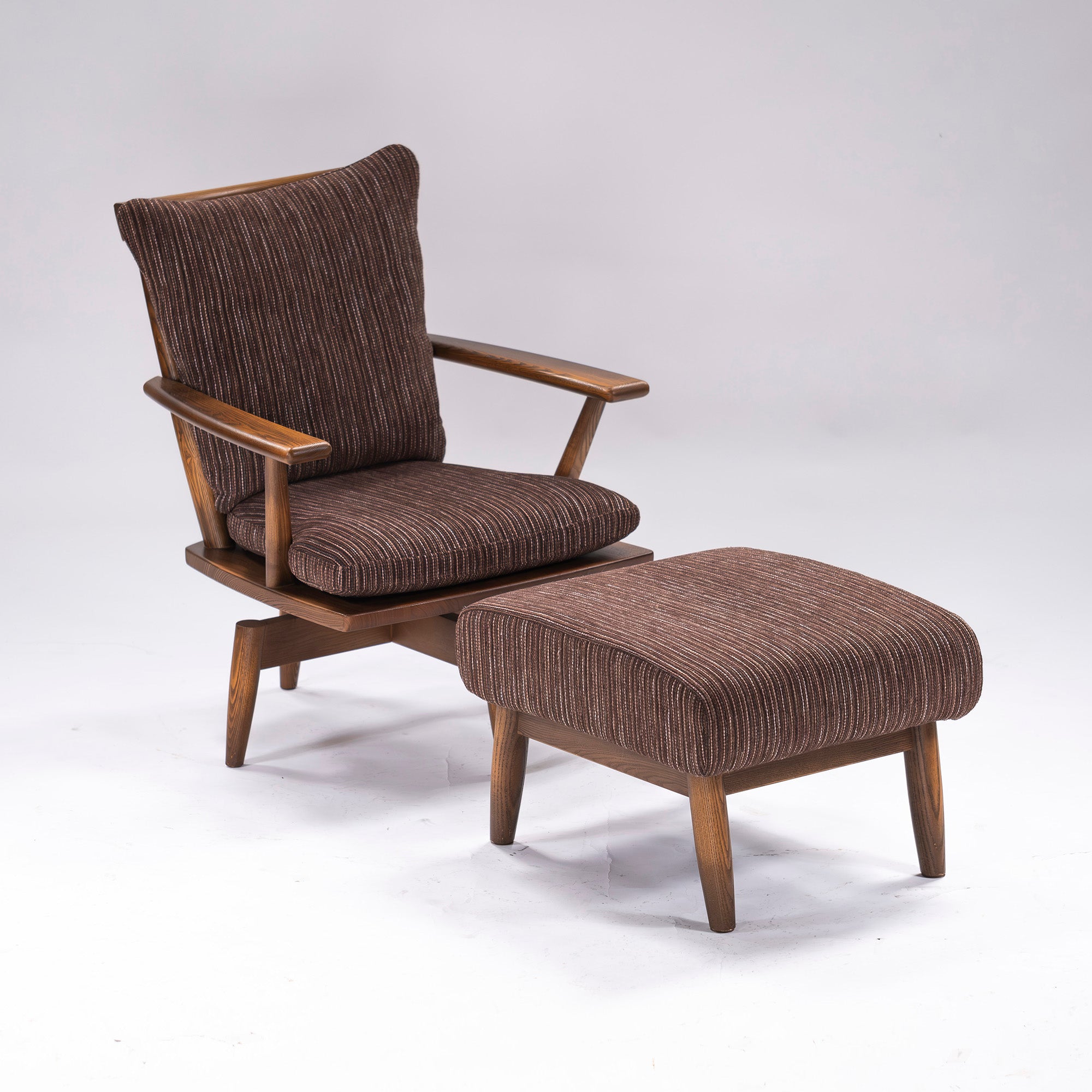 ナガノインテリア ラウンジチェア&オットマン NAGANO INTERIOR スウィベルチェア 回転式 タモ材 ナチュラルモダン 和モダン