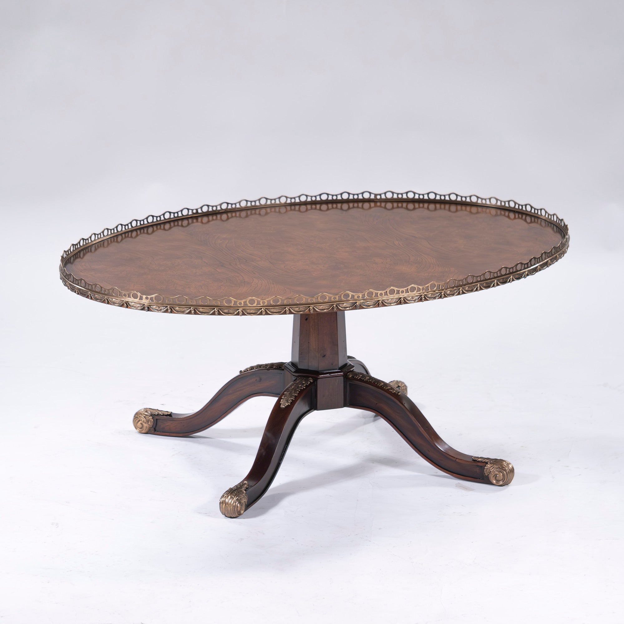 THEODORE ALEXANDER Center Table, Cocktail Table, Mahogany, Brass, Maitland Smith, Living Table