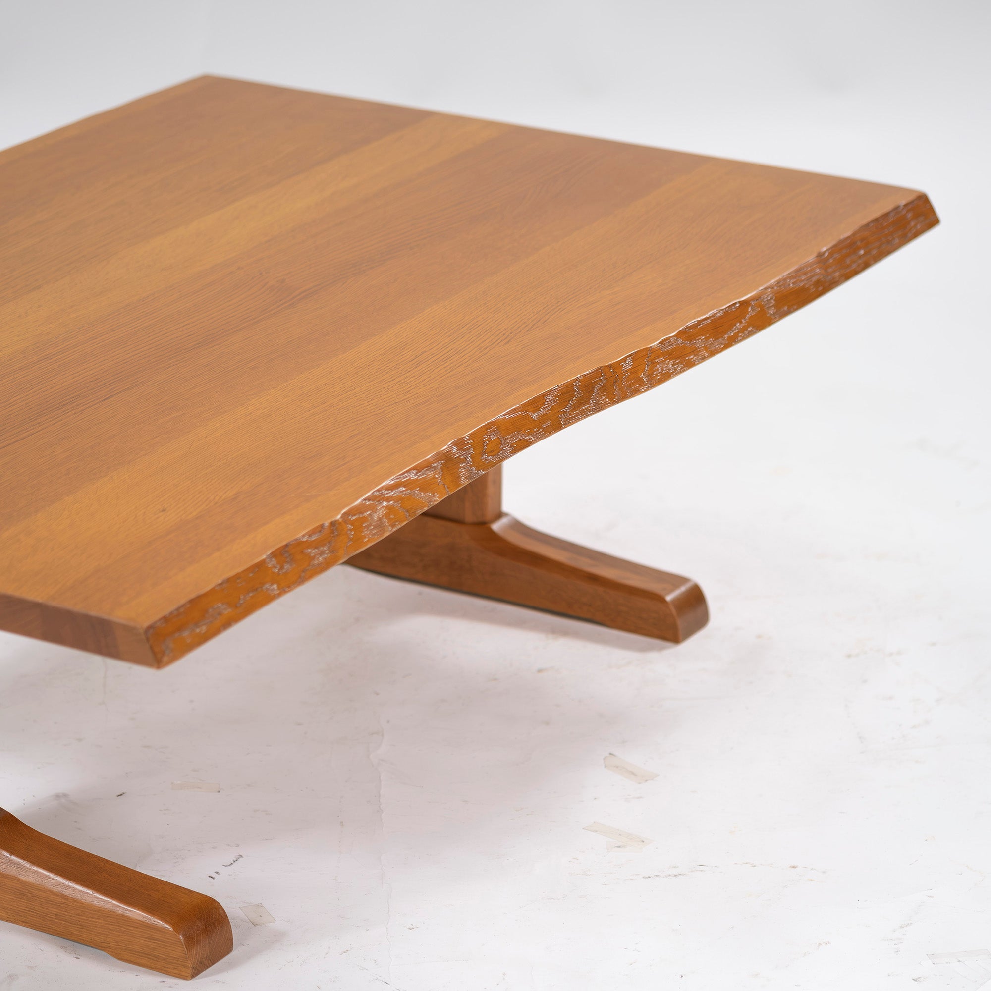 Center table, Kashiwa Mokko, low table, w120, oak wood, with bark, one-piece board style, low table, solid wood, oak wood, Japanese modern, living room table