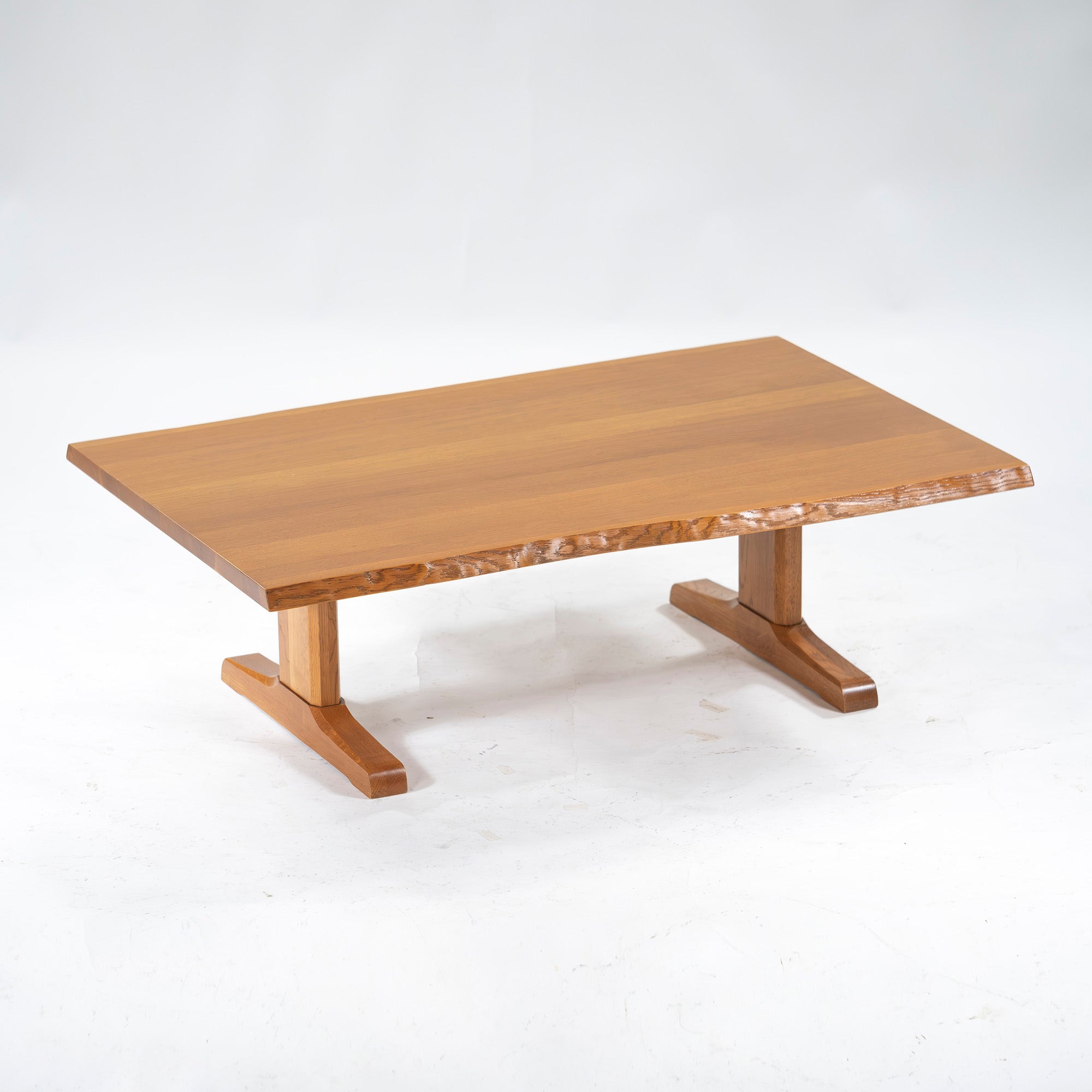 Center table, Kashiwa Mokko, low table, w120, oak wood, with bark, one-piece board style, low table, solid wood, oak wood, Japanese modern, living room table