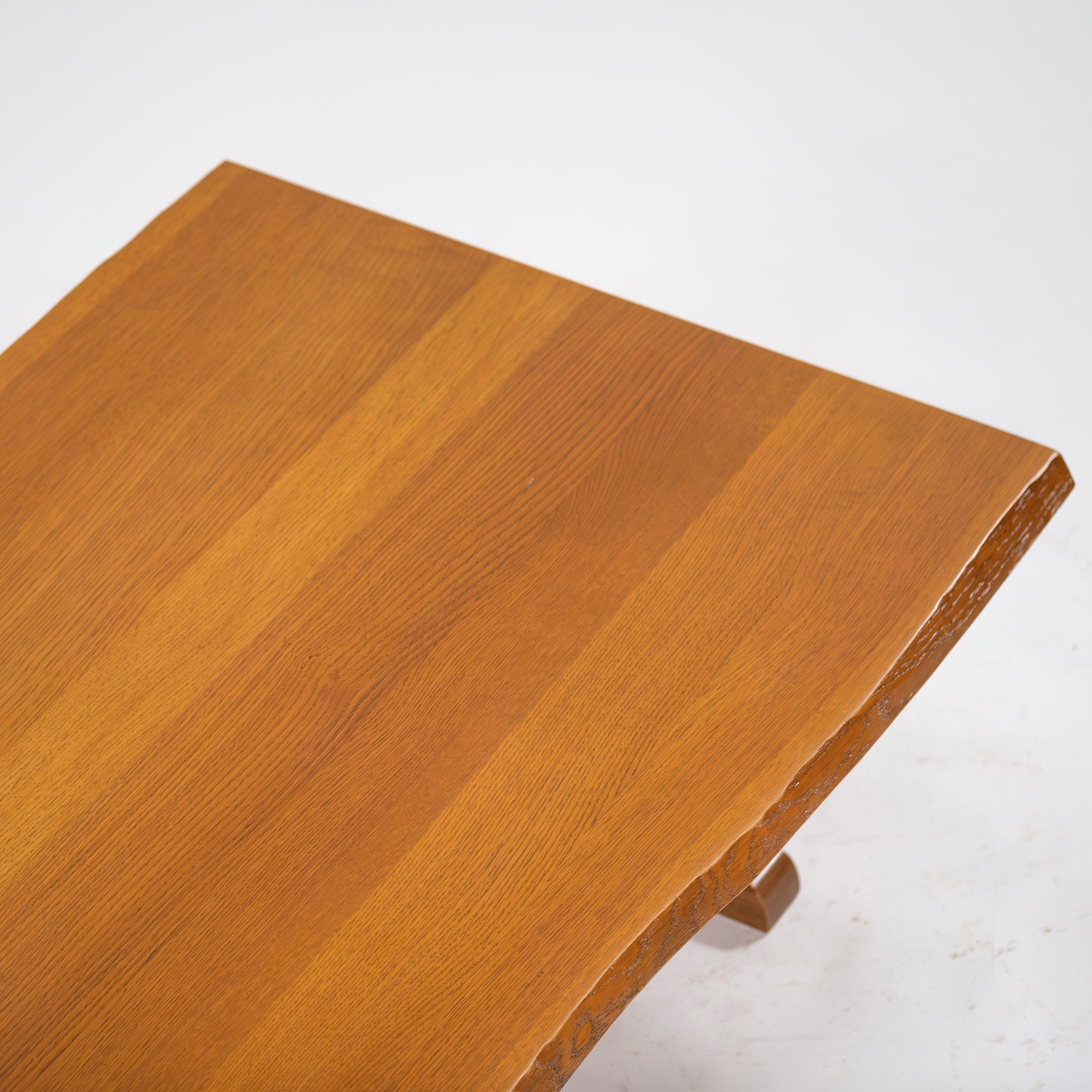 Center table, Kashiwa Mokko, low table, w120, oak wood, with bark, one-piece board style, low table, solid wood, oak wood, Japanese modern, living room table