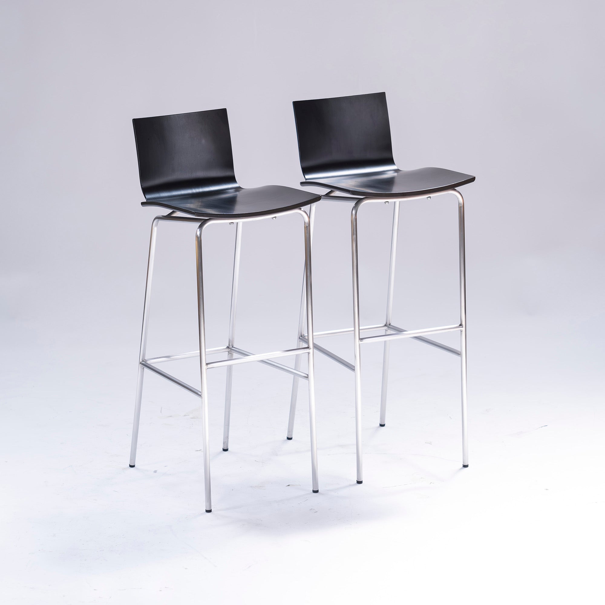 IDEE Counter Chair, Plywood, High Chair, Set of 2, Beech, Dark Brown, Nordic Modern, Natural Modern