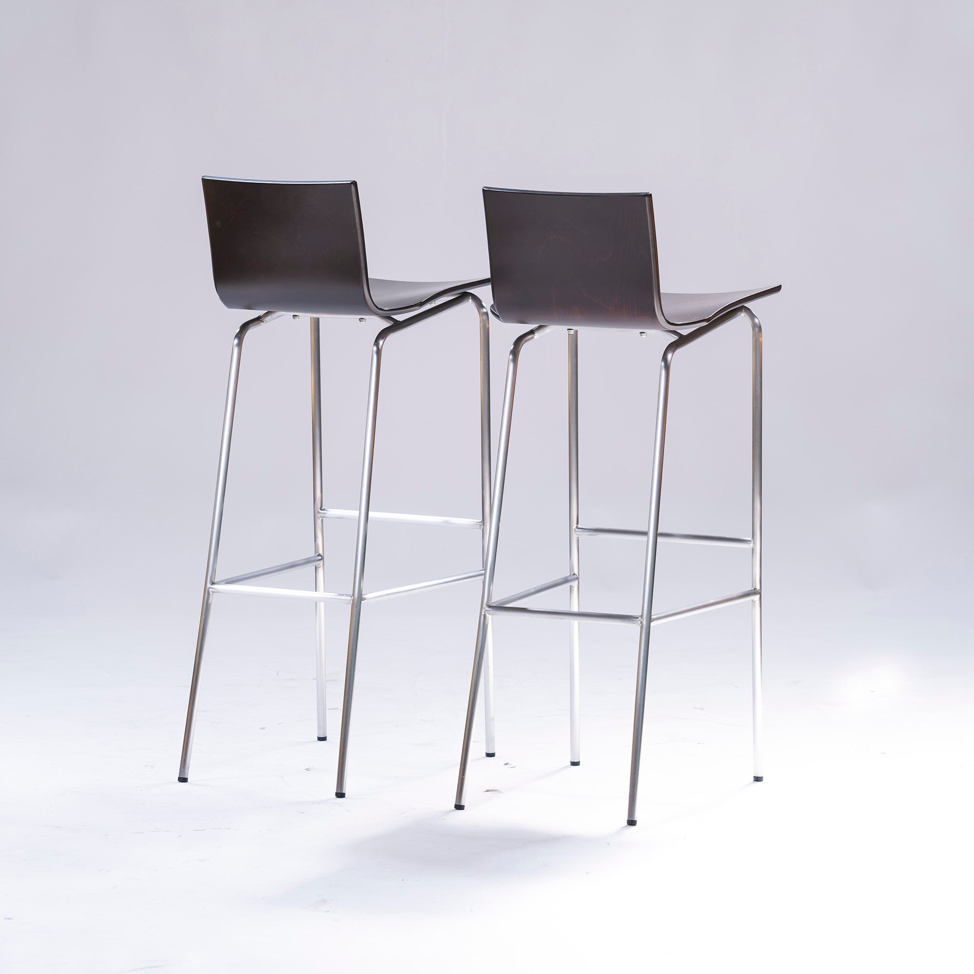 IDEE Counter Chair, Plywood, High Chair, Set of 2, Beech, Dark Brown, Nordic Modern, Natural Modern